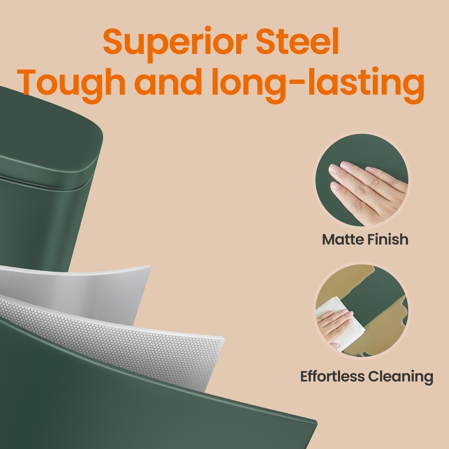 Pedal Rubbish Bin - Stainless Steel - Green - 30 Litre Capacity with Soft-Close Lid and Inner Bucket