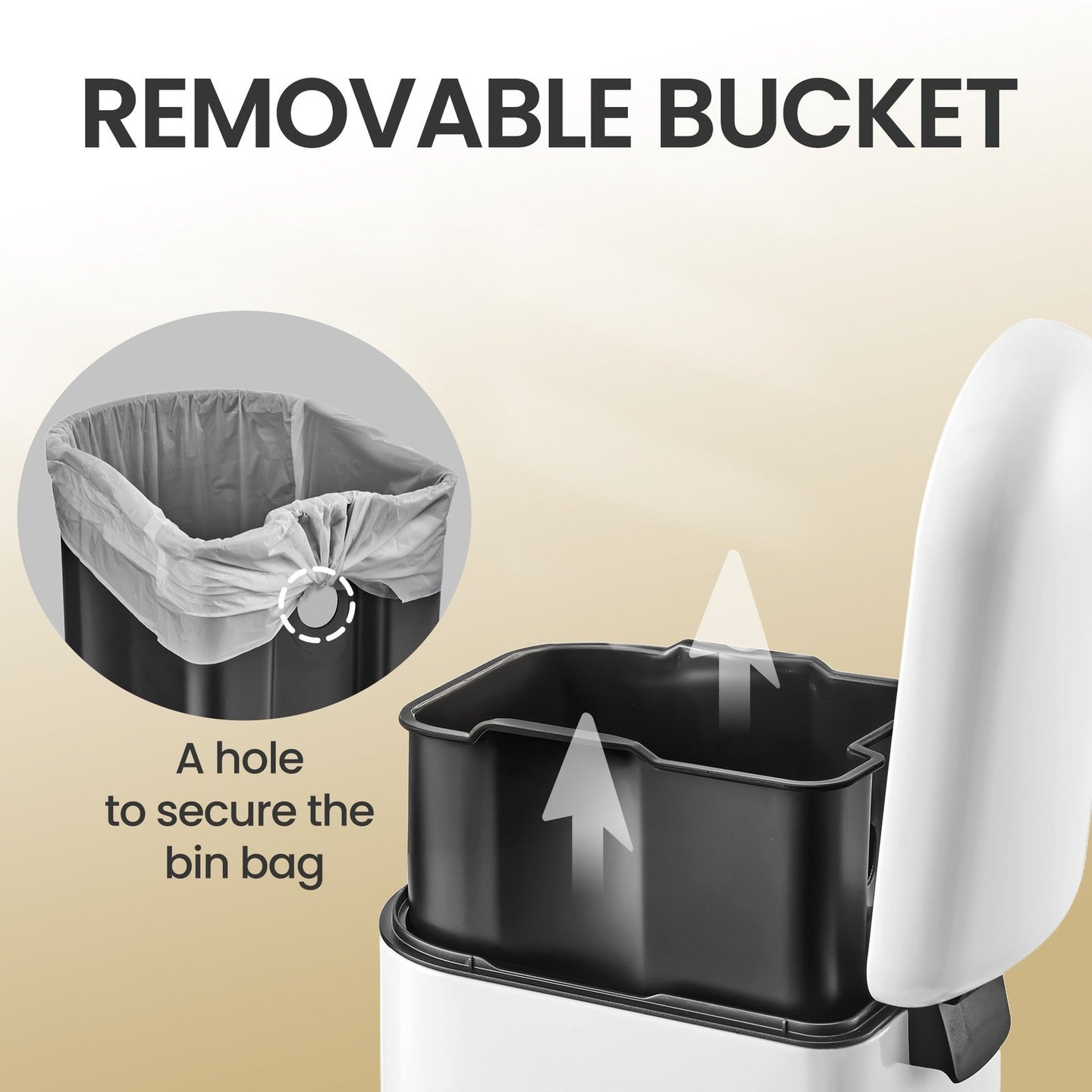 Slim Pedal Bin - Steel - Silver - 10L Capacity with Removable Inner Bucket and Slow Close Feature