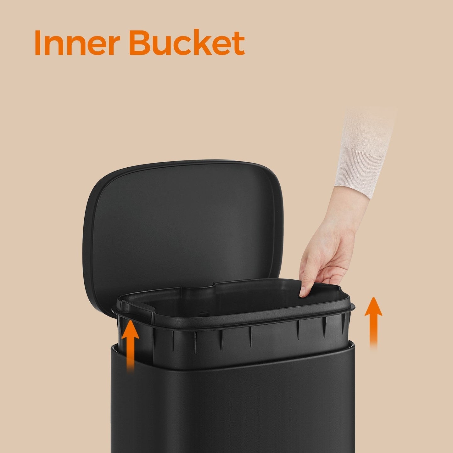Pedal Rubbish Bin - Stainless Steel - Black - 30L Capacity