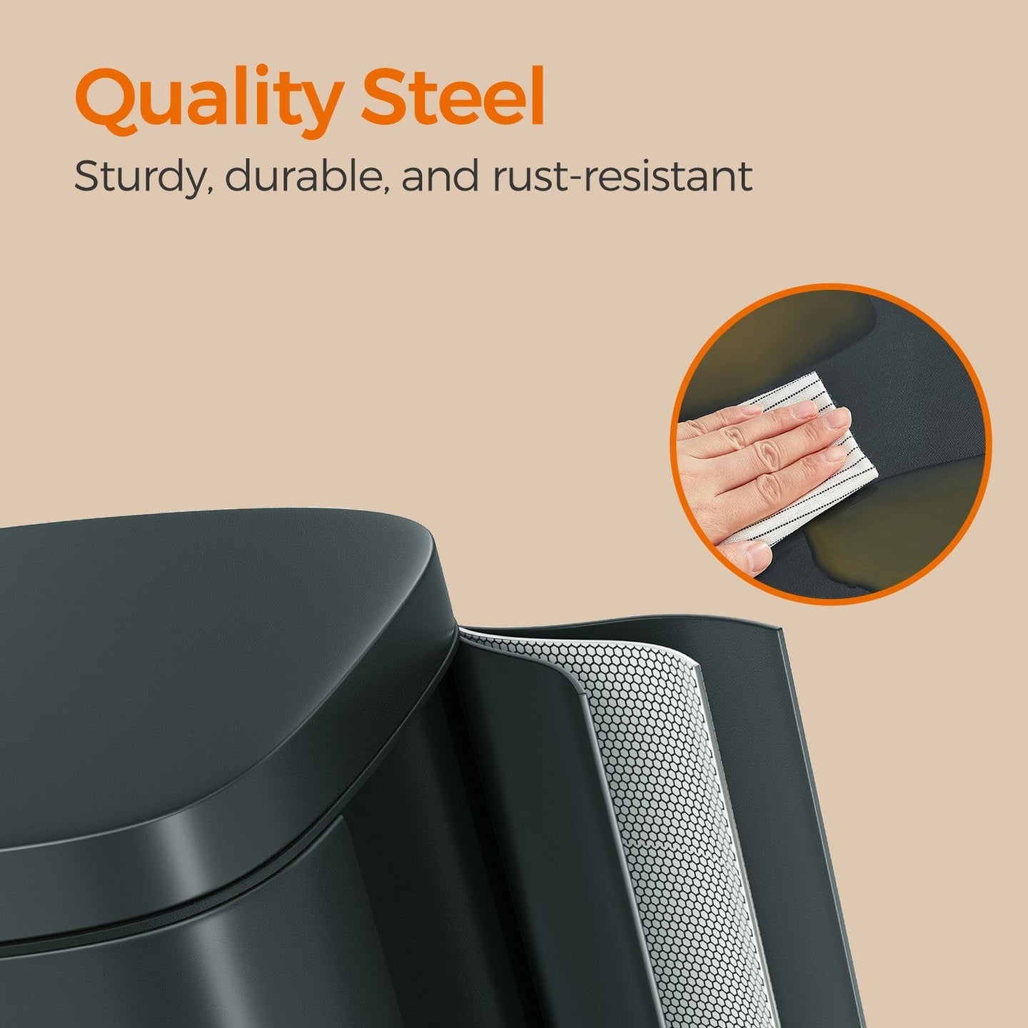 Pedal Rubbish Bin - Stainless Steel - Grey - 30L Soft-Close Lid with Inner Bucket