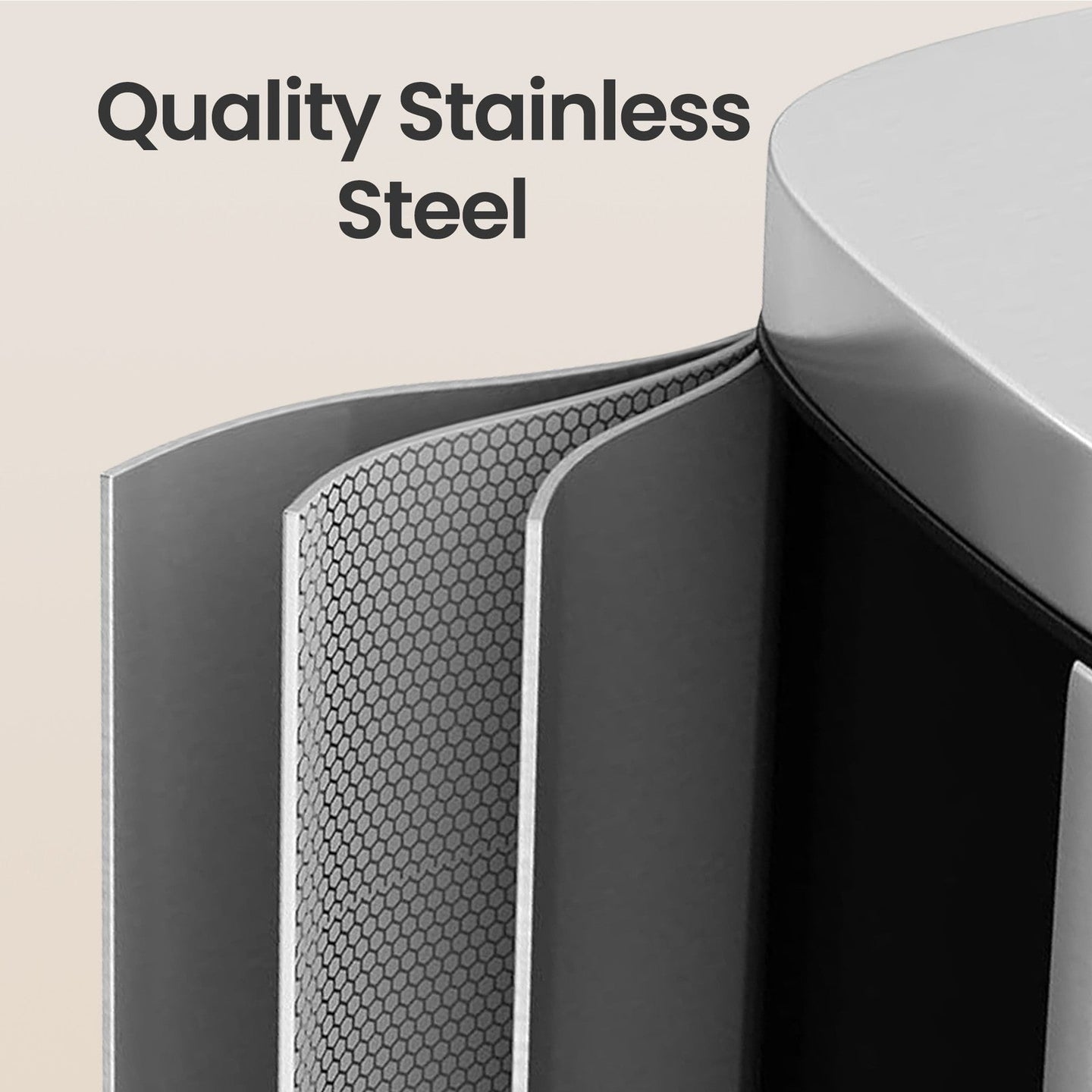 30L Stainless Steel Kitchen Rubbish Bin - Silver - Soft-Close Lid with Inner Bucket