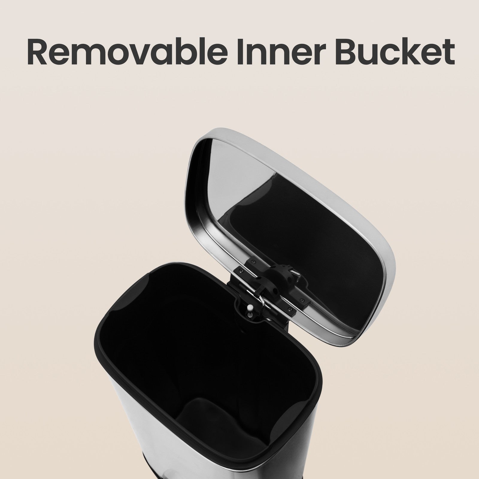 30L Stainless Steel Kitchen Rubbish Bin - Silver - Soft-Close Lid with Inner Bucket