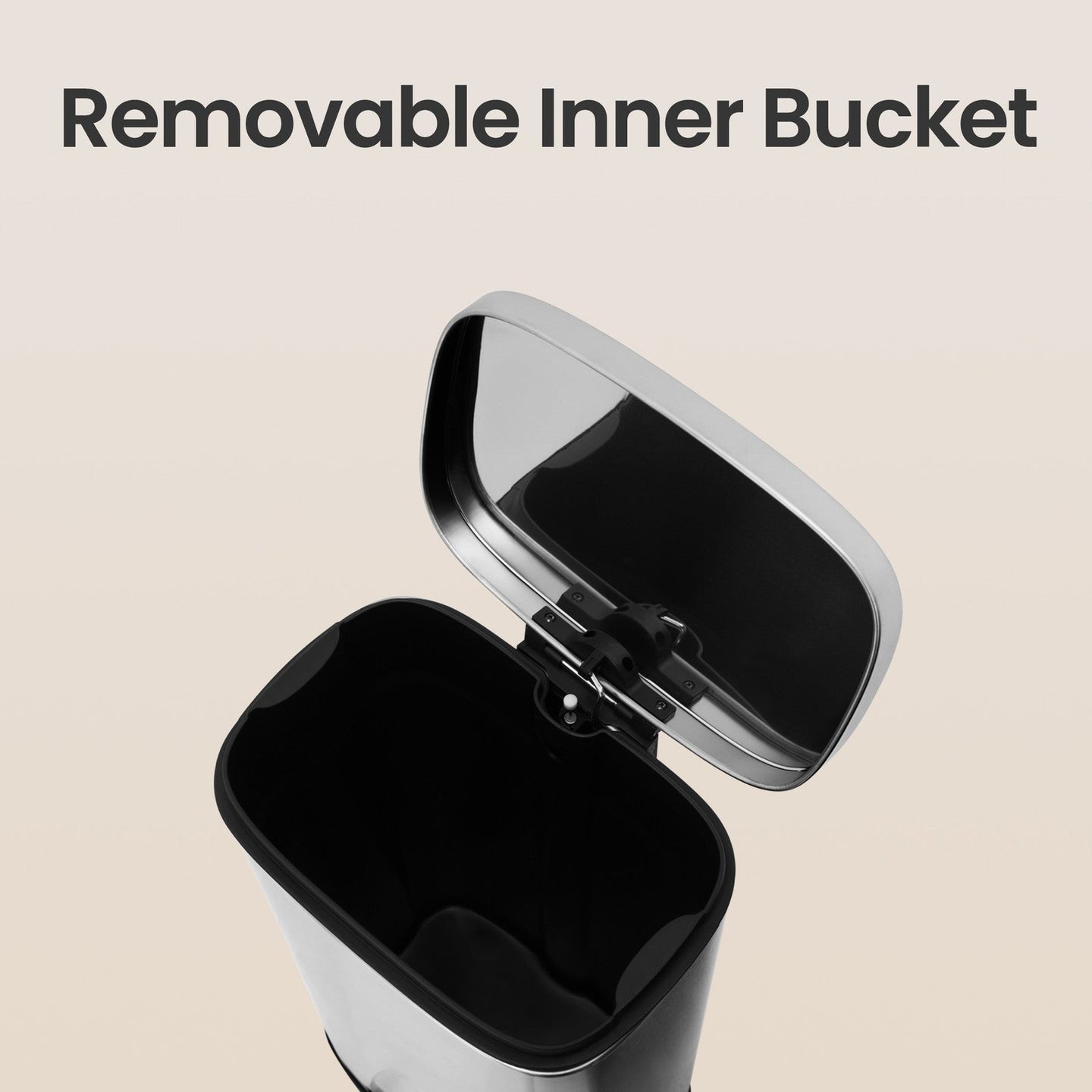 30L Stainless Steel Kitchen Rubbish Bin - Silver - Soft-Close Lid with Inner Bucket