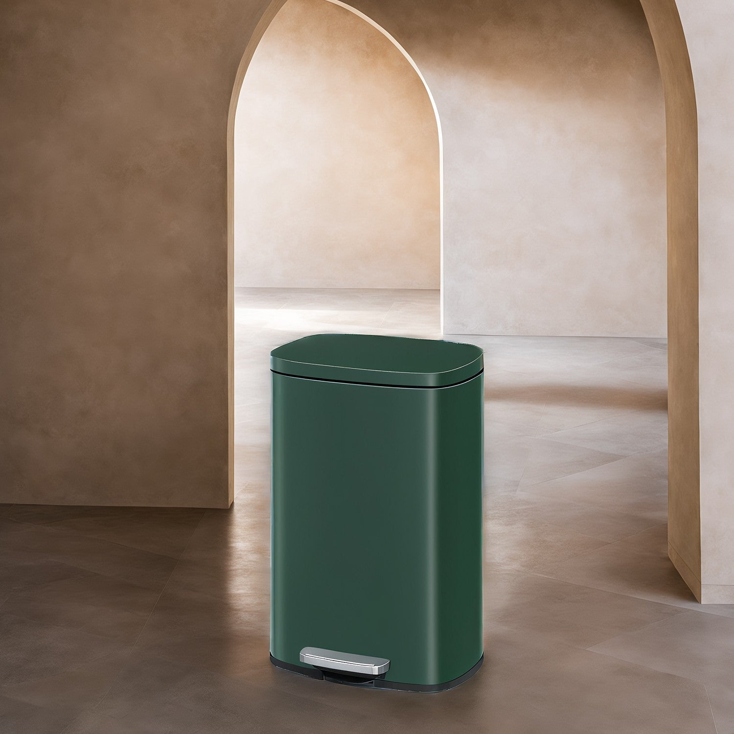 Pedal Rubbish Bin - Stainless Steel - Green - 50 L Soft Close with Removable Inner Bucket