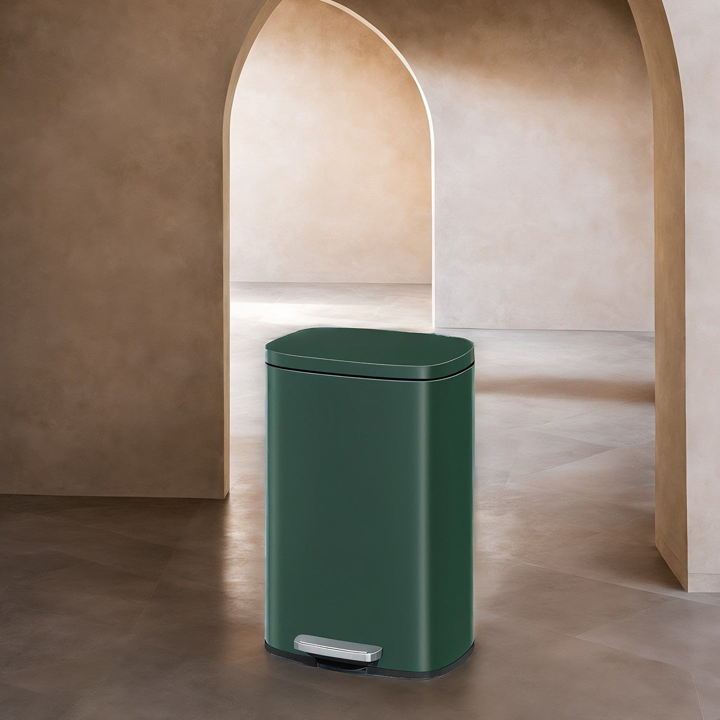 Pedal Rubbish Bin - Stainless Steel - Green - 50 L Soft Close with Removable Inner Bucket