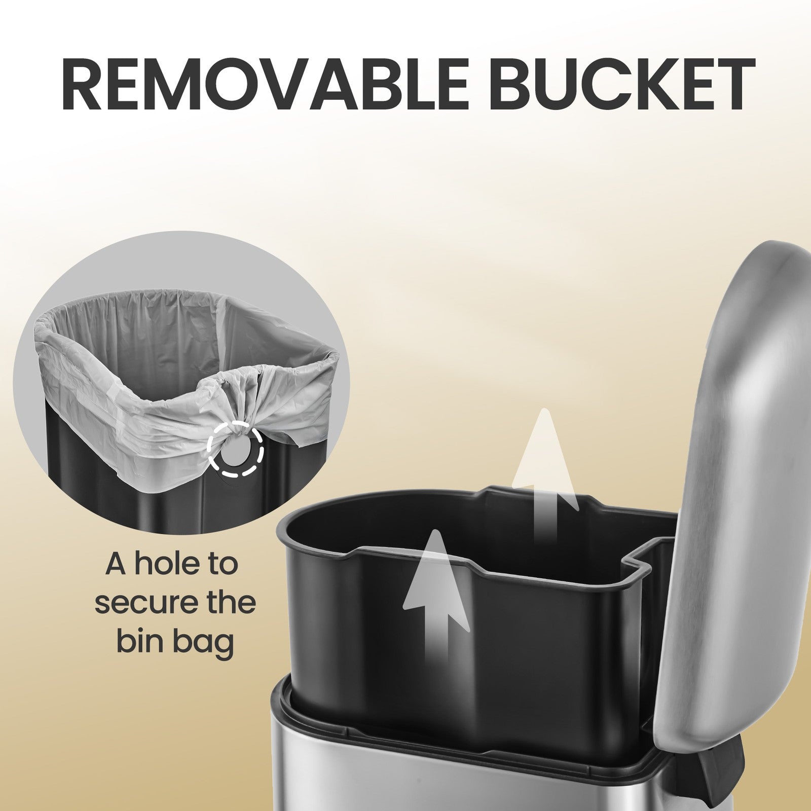 Bathroom Bin - 10L - Steel - Pedal Bin