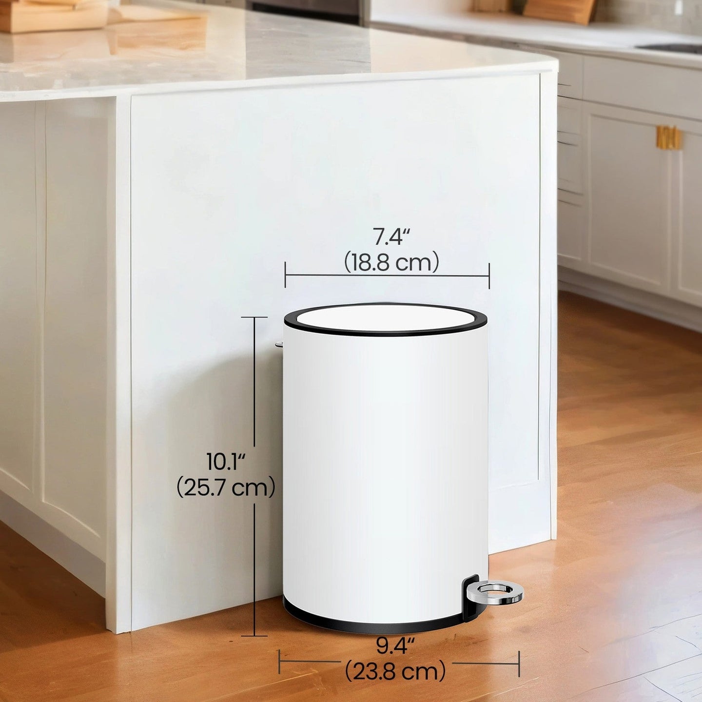 3L Bathroom Bin - ABS - White - Soft Close Mechanism