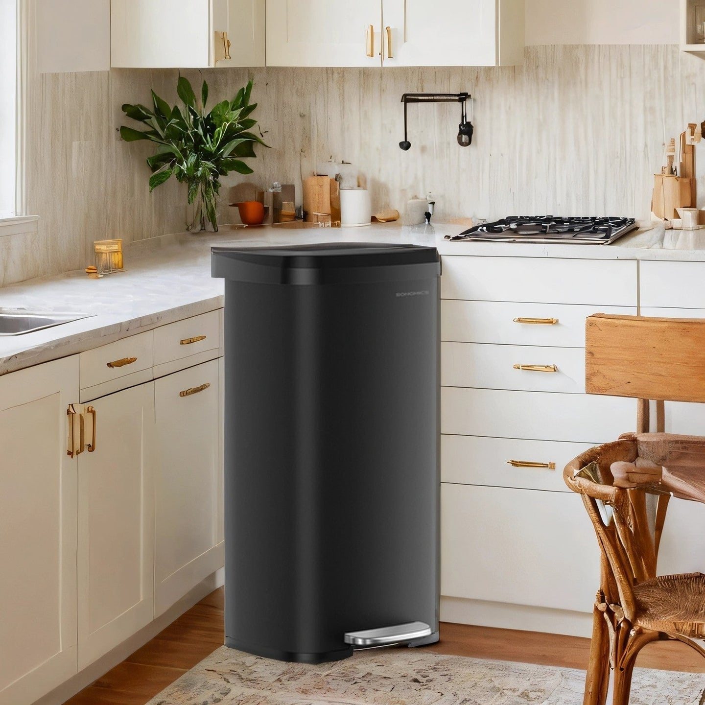Large Metal Pedal Rubbish Bin - 68L Capacity with Lid - Black