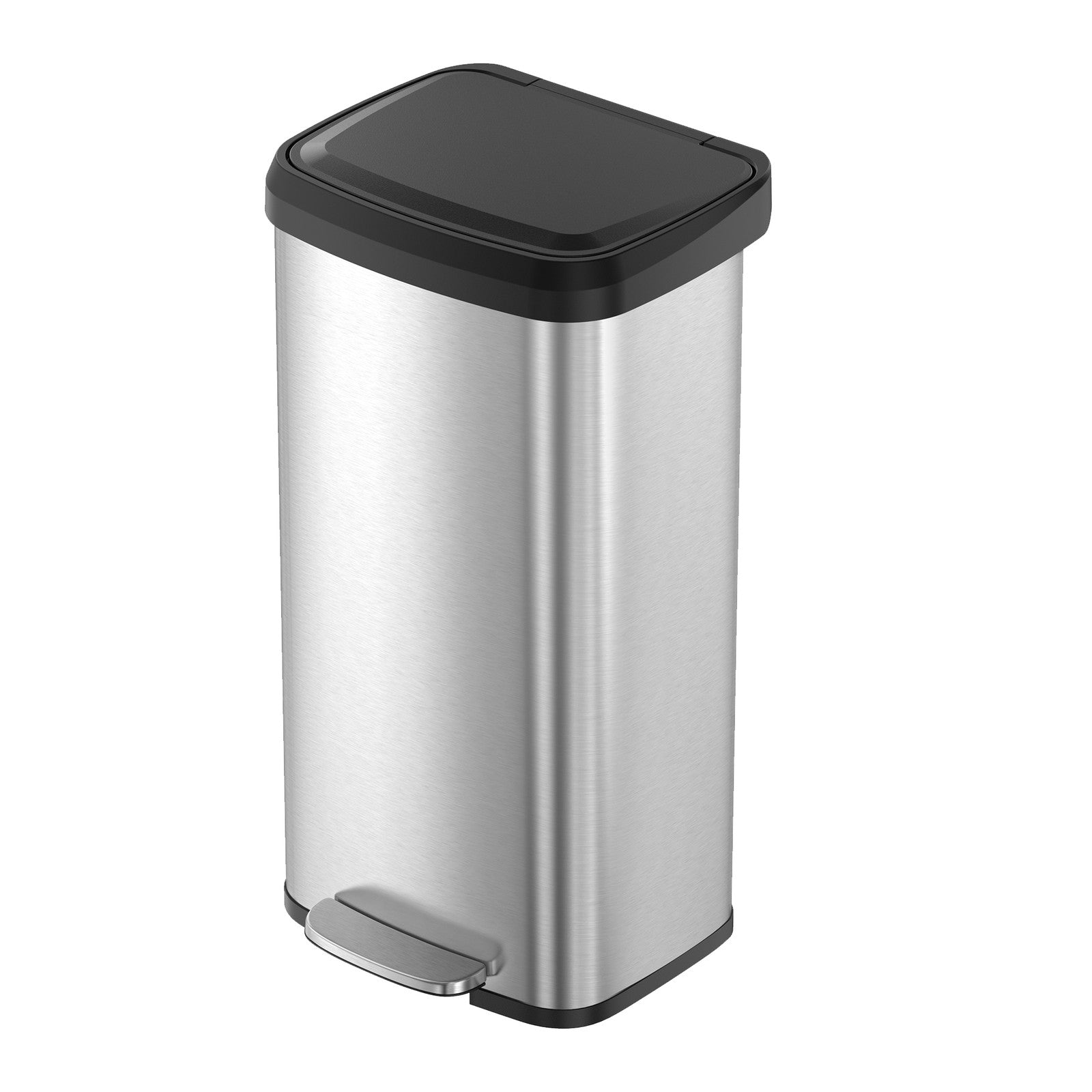 Metal Pedal Kitchen Bin - 68L - Silver - Tall Design with Lid