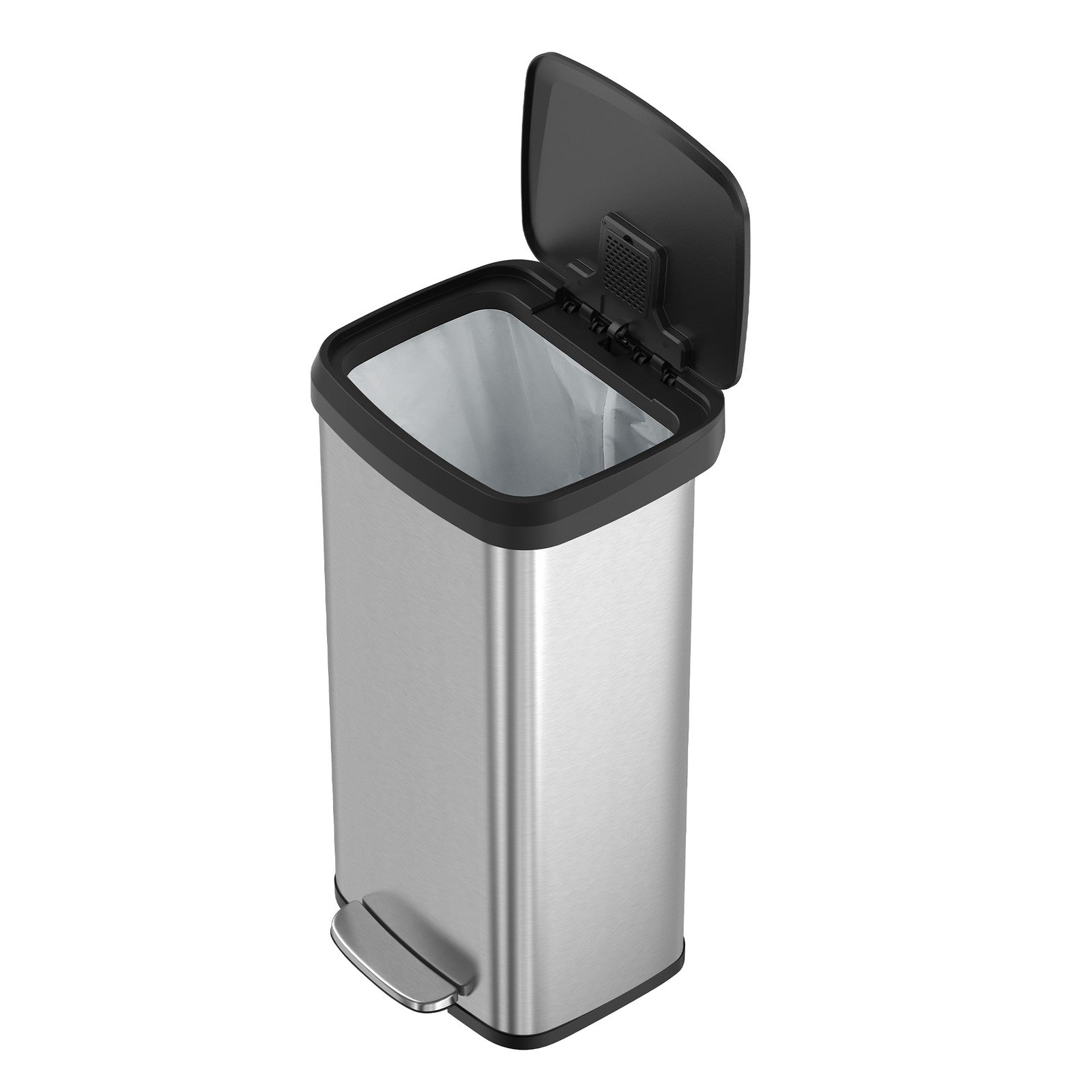 Metal Pedal Kitchen Bin - 68L - Silver - Tall Design with Lid