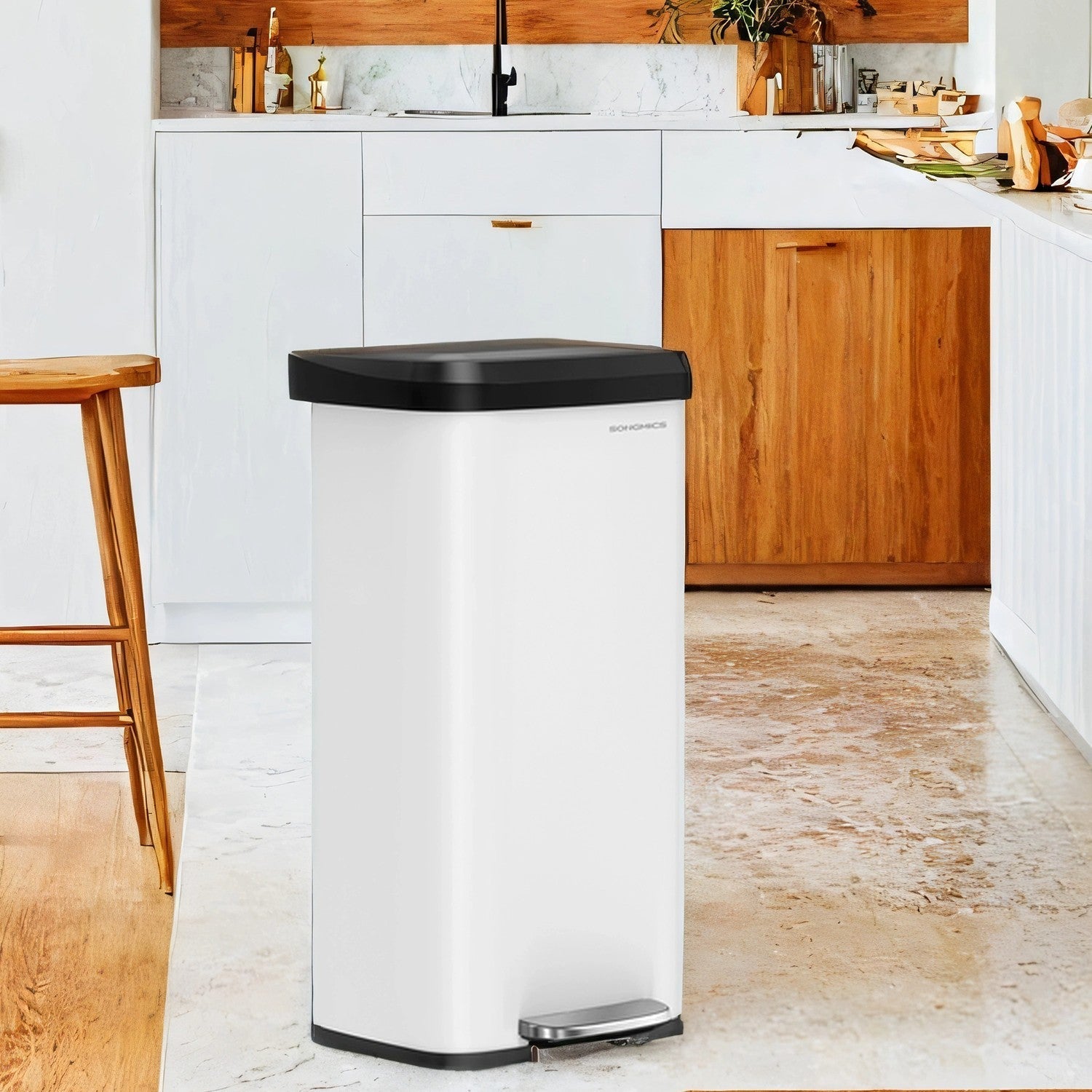 Pedal Bin - 68L Capacity with Lid - Metal - Silver
