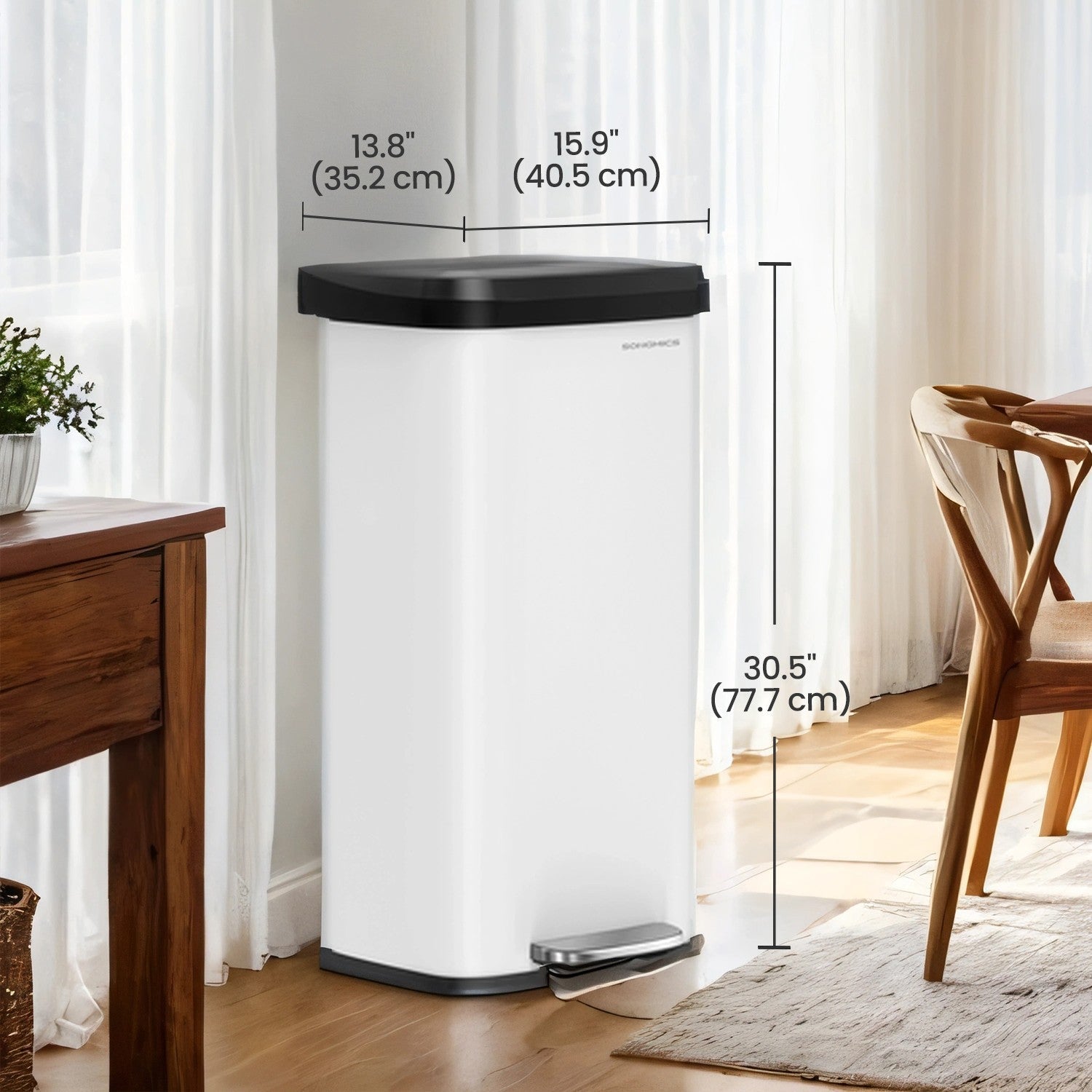 Pedal Bin - 68L Capacity with Lid - Metal - Silver