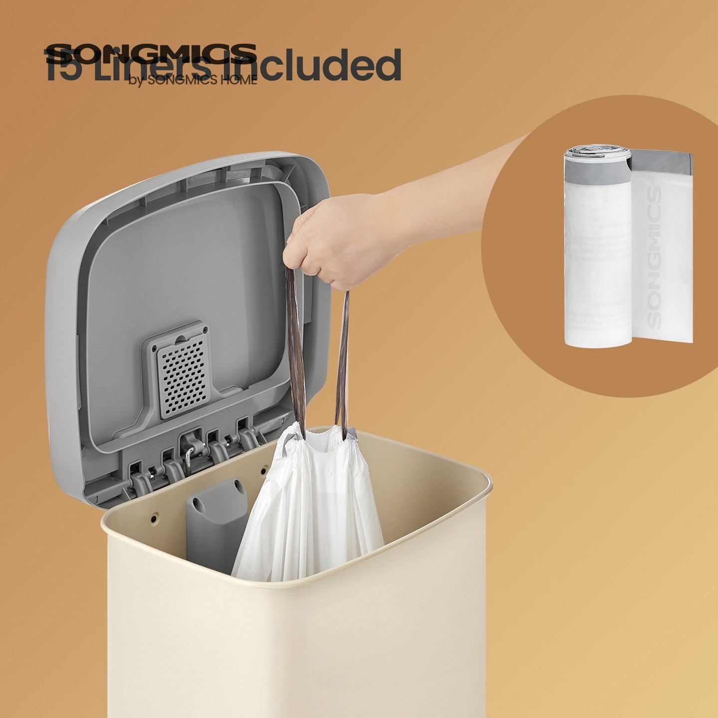 Tall Kitchen Trash Can - Stainless Steel - Silver - 50 L with Stay-Open Lid and Step-on Pedal