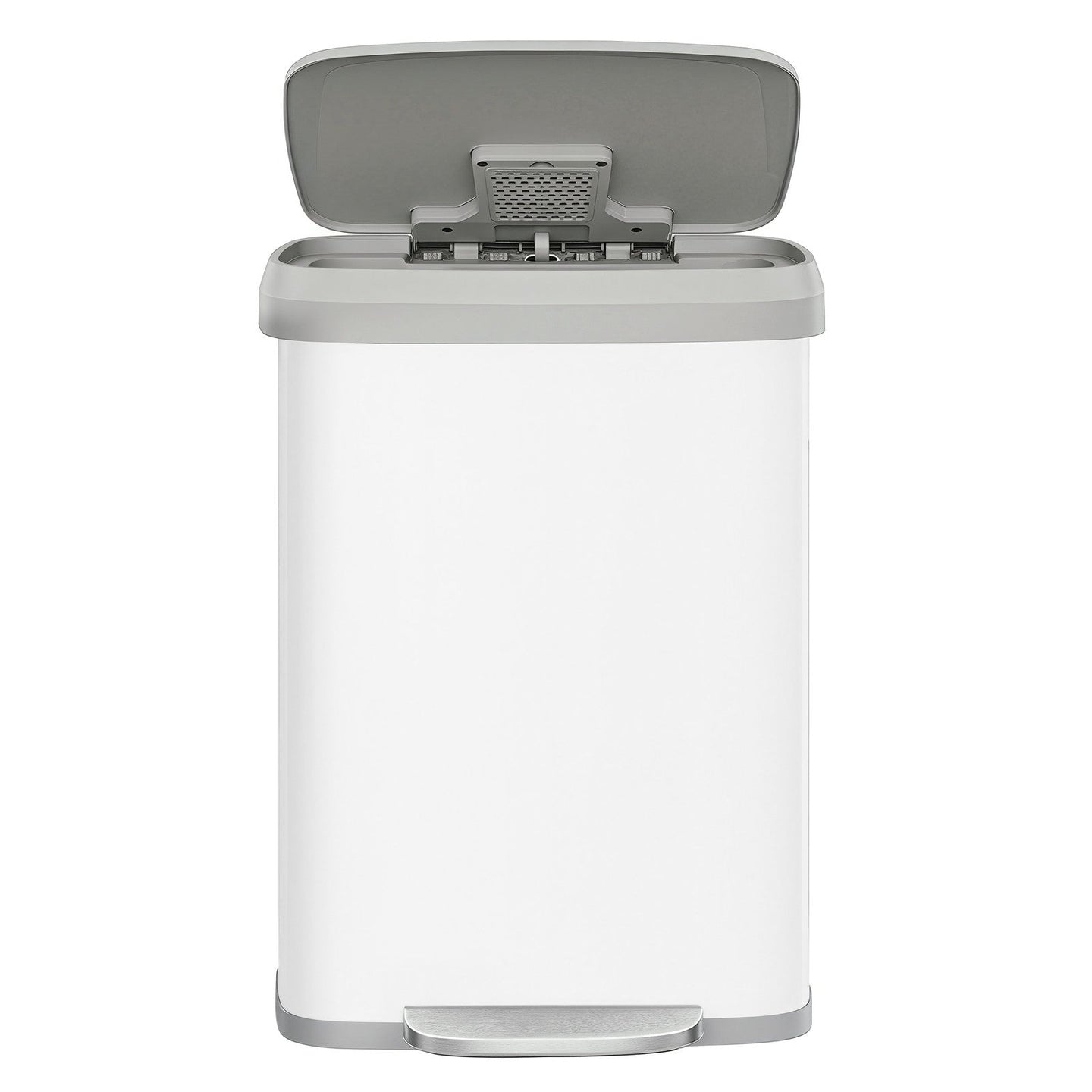 Pedal Bin - 50L Capacity with Lid - Metal - Silver
