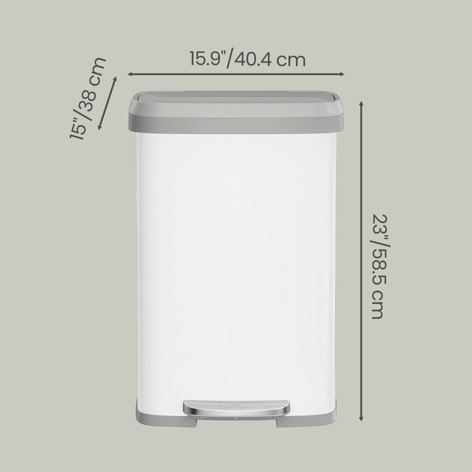 Pedal Bin - 50L Capacity with Lid - Metal - Silver