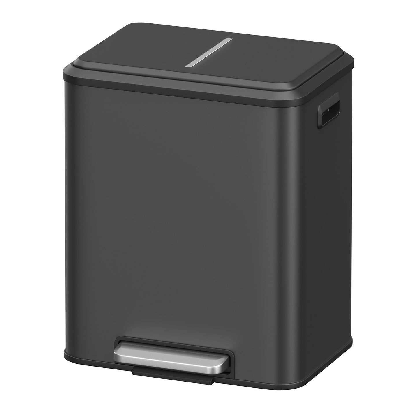 2-Compartment Kitchen Waste Separation Bin - Steel and Plastic - Black