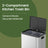 Double Kitchen Bin - Steel - Metallic Silver - Soft-Close Lid with Inner Buckets