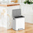 Double Kitchen Bin - Steel - Metallic Silver - Soft-Close Lid with Inner Buckets