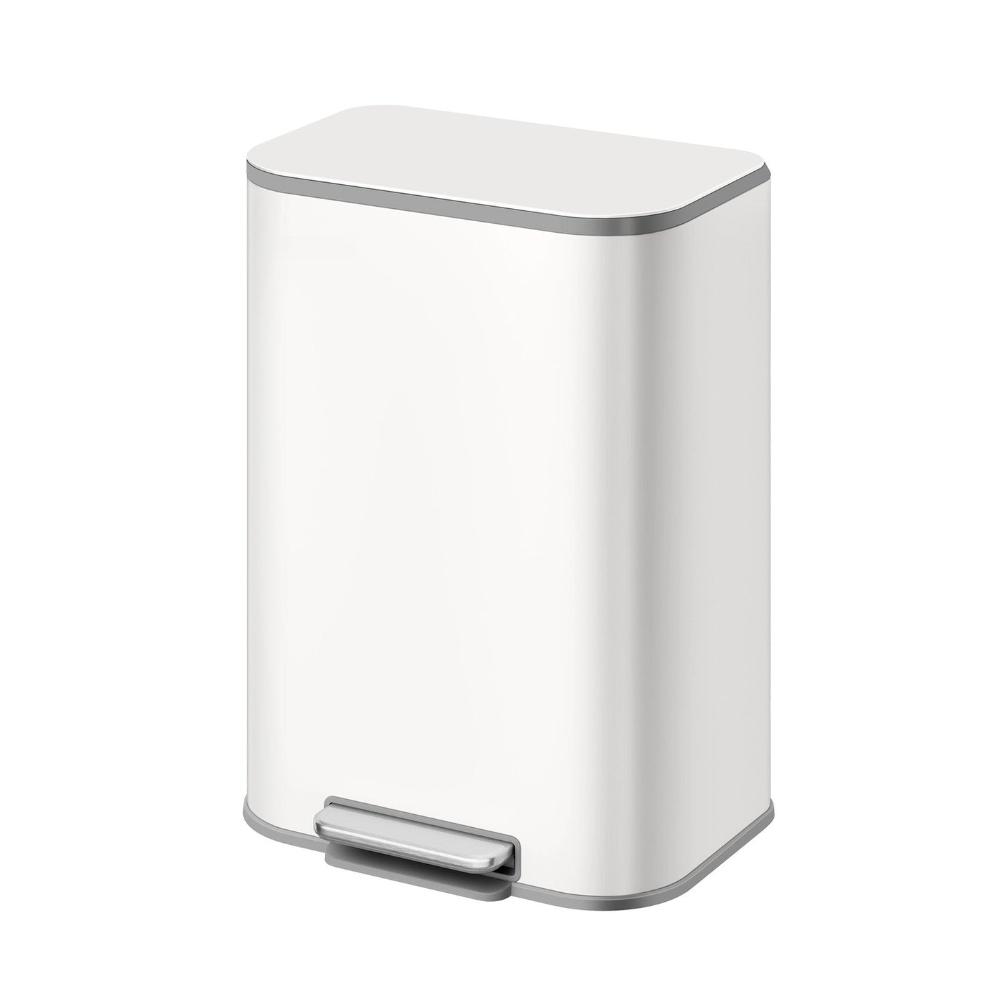 Rubbish Bin - Steel - Cloud White - 50L with Soft-Close Lid and Removable Inner Bucket