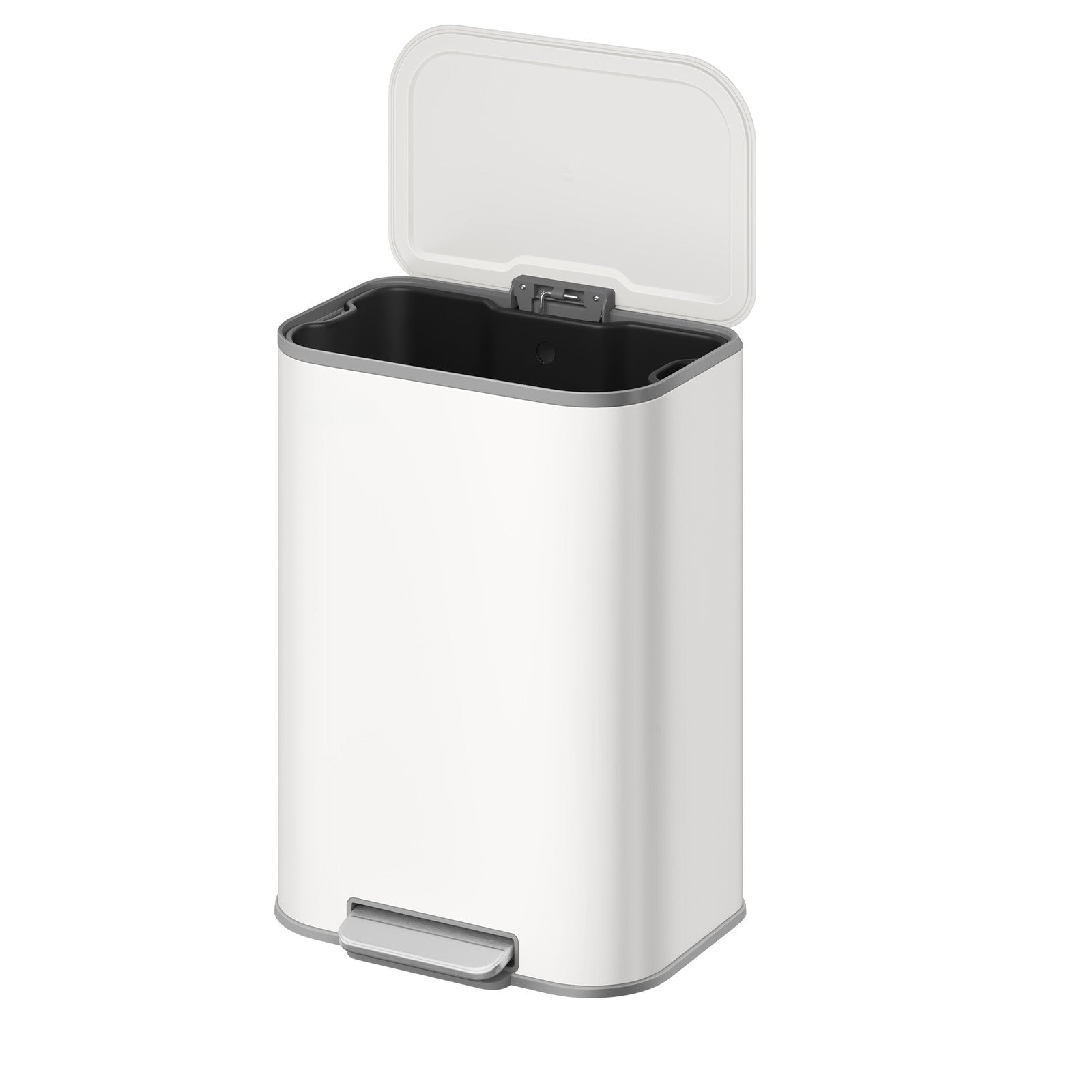 Rubbish Bin - Steel - Cloud White - 50L with Soft-Close Lid and Removable Inner Bucket