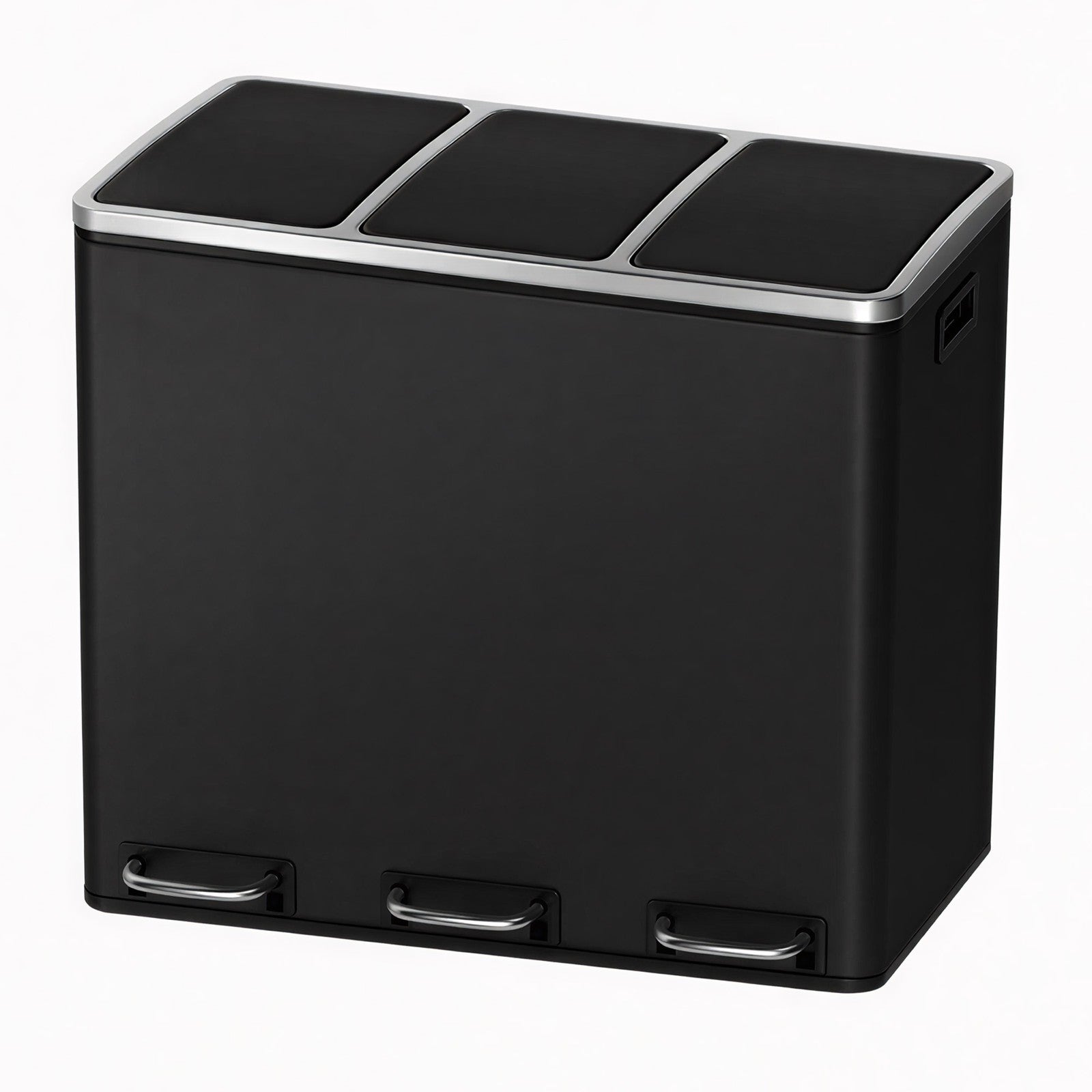 3-Compartment Recycling Bin - Stainless Steel - Fingerprint Resistant