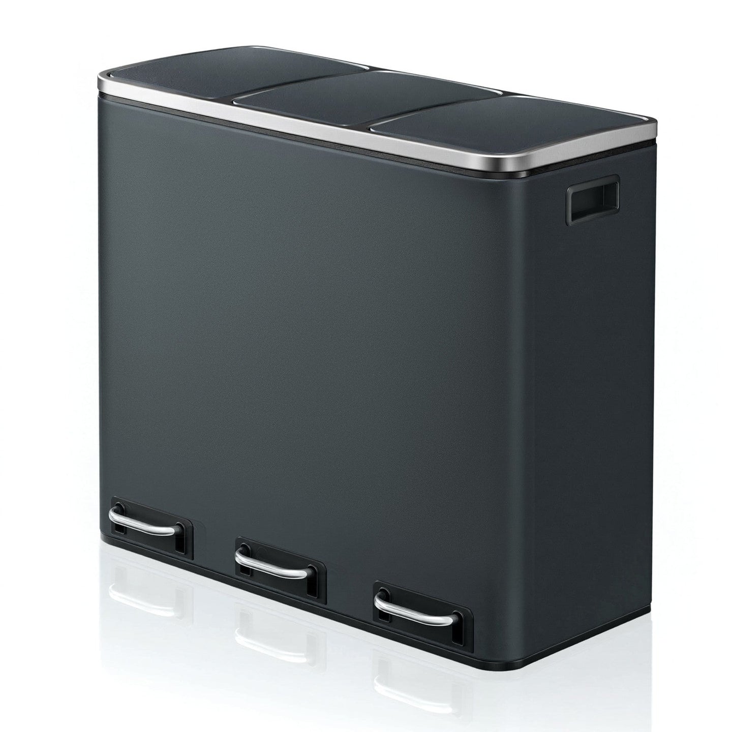 3-Compartment Recycling Bin - Stainless Steel - Fingerprint Resistant