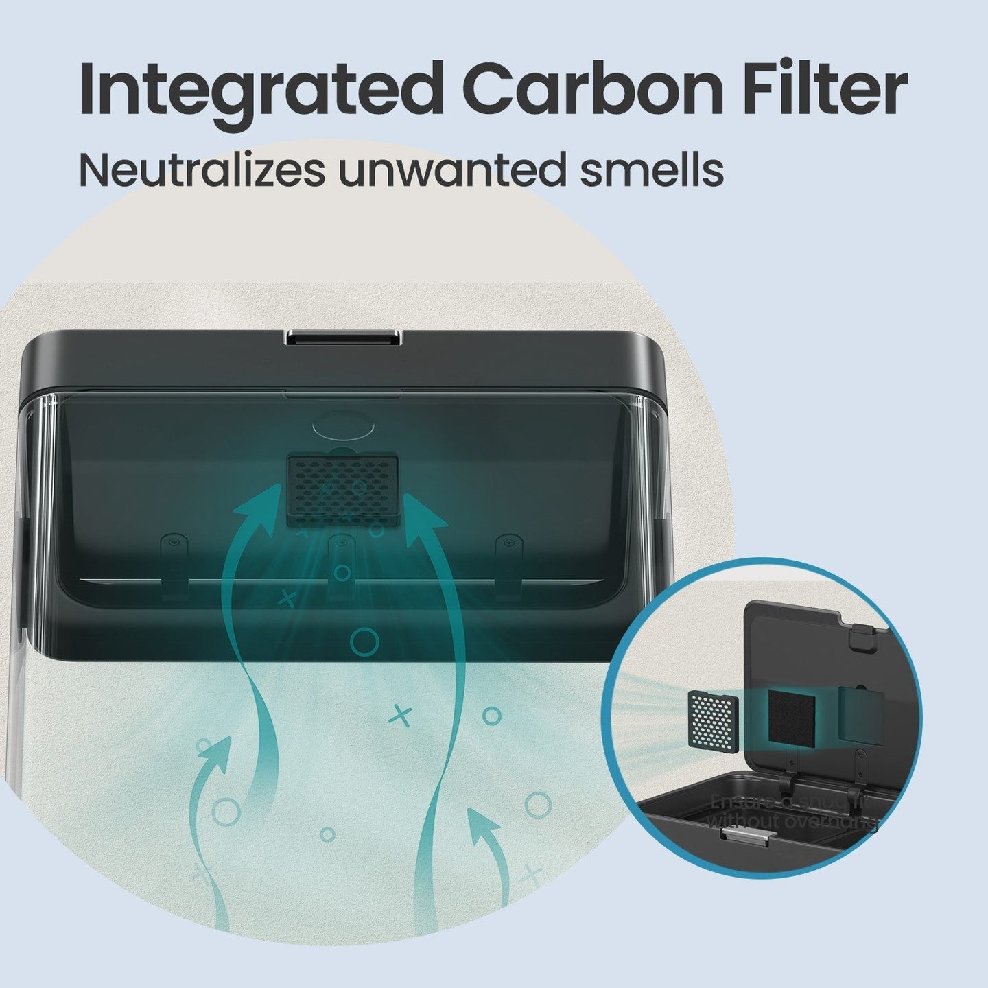 Recycling Bin - Metal - Black - 3 Compartments with Carbon Filter