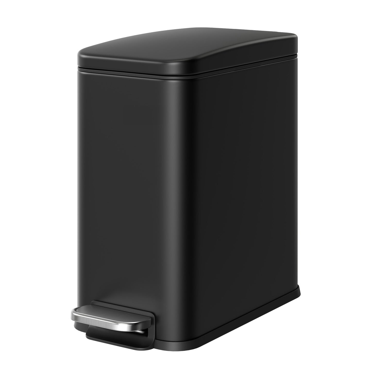 Pedal Trash Can - Steel Bin and Plastic Inner Bucket - Black