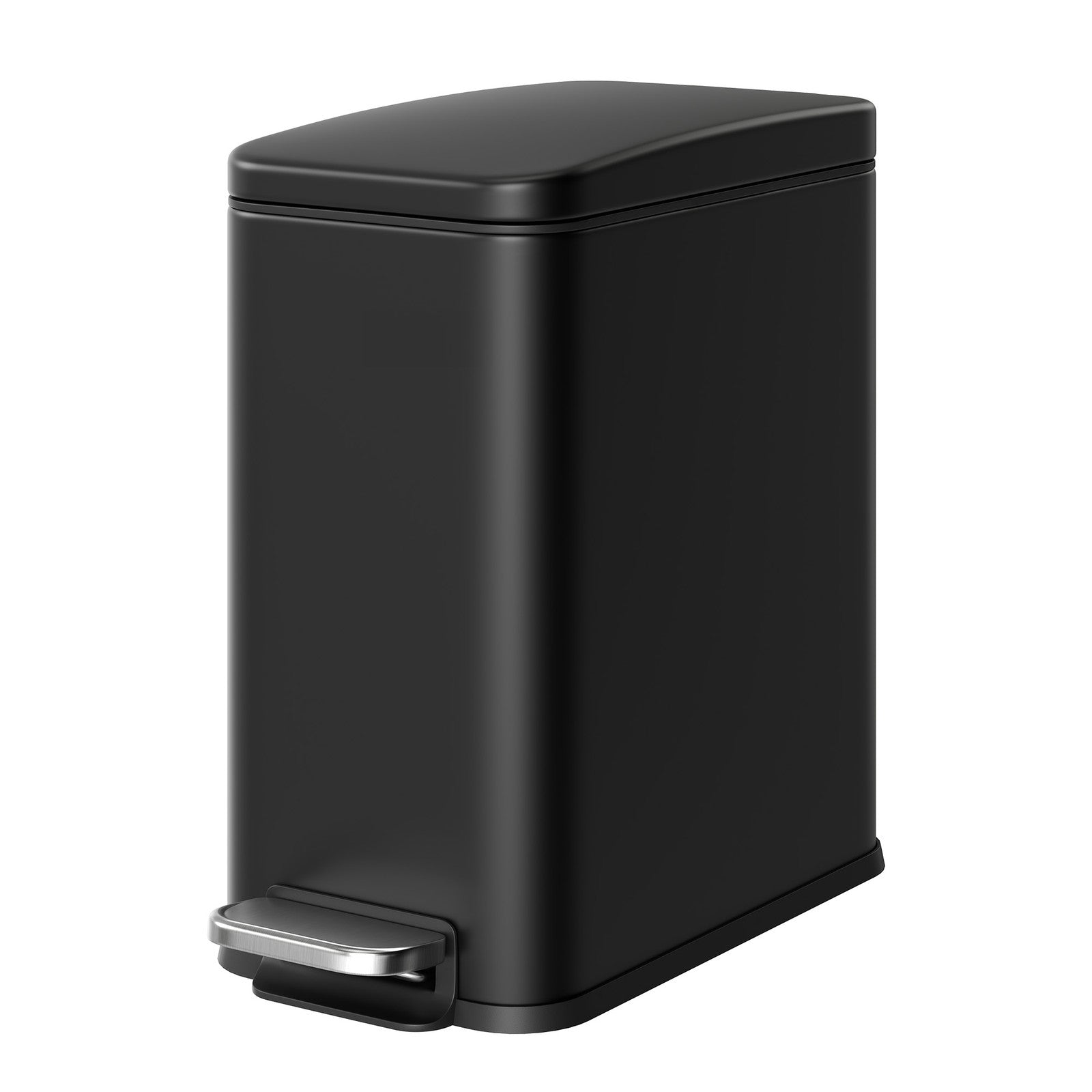 Pedal Trash Can - Steel Bin and Plastic Inner Bucket - Black