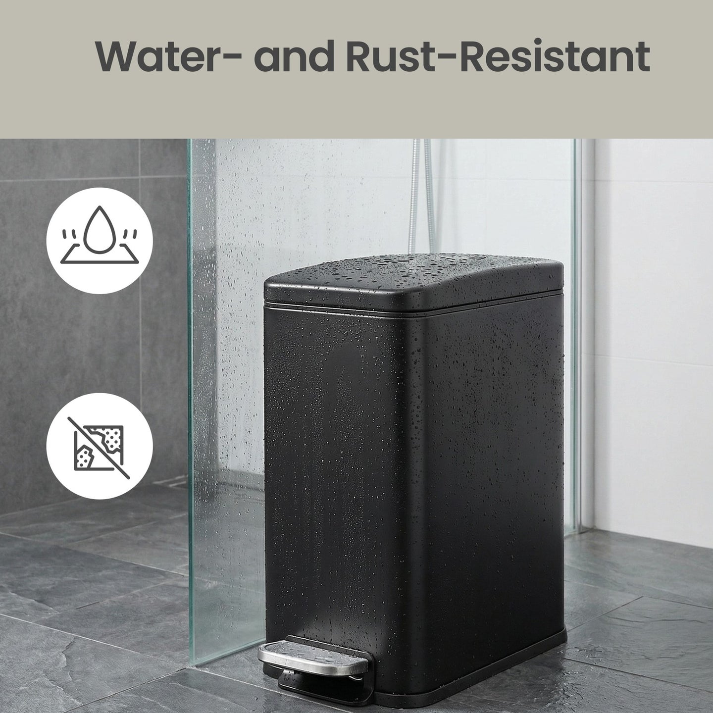 Pedal Trash Can - Steel Bin and Plastic Inner Bucket - Black