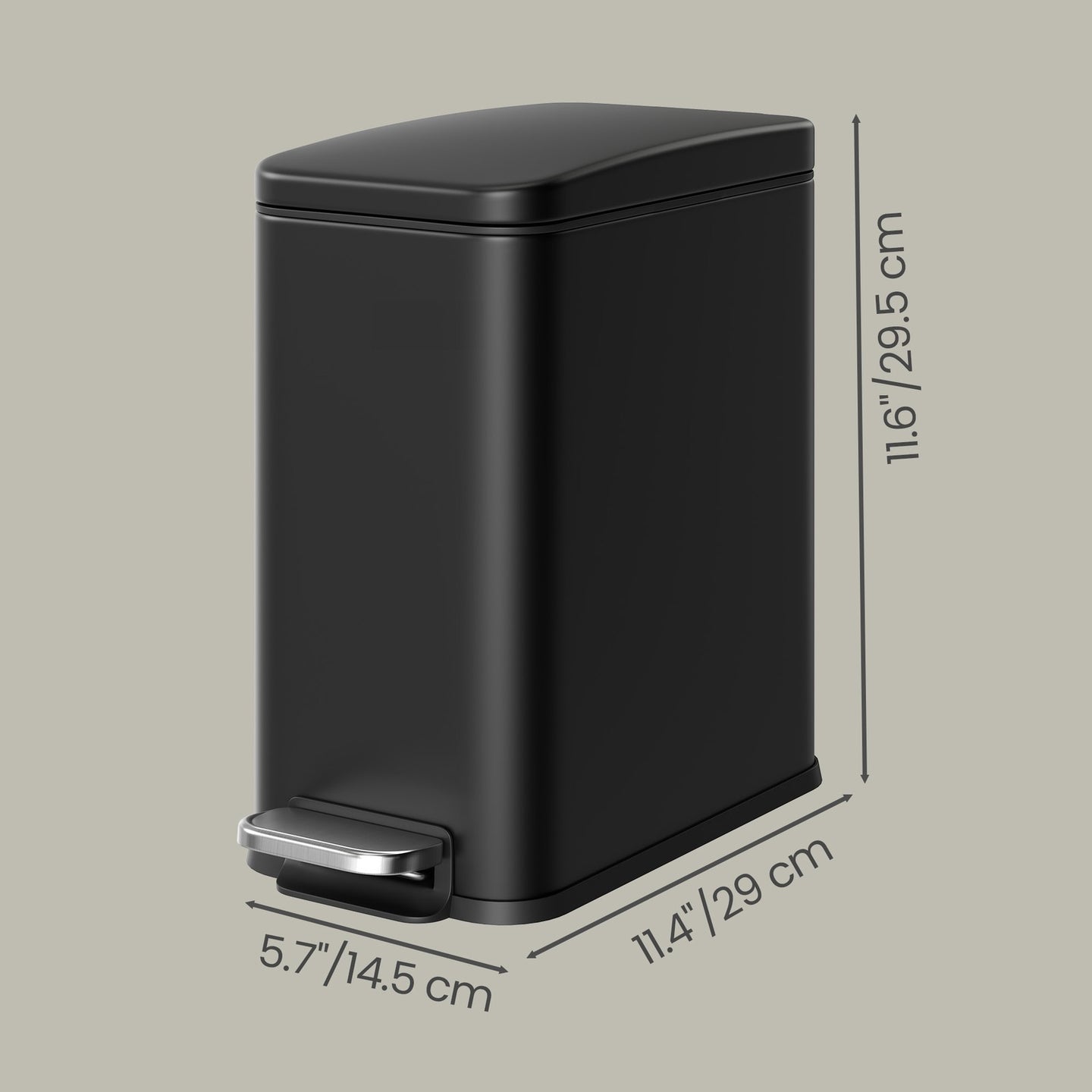 Pedal Trash Can - Steel Bin and Plastic Inner Bucket - Black