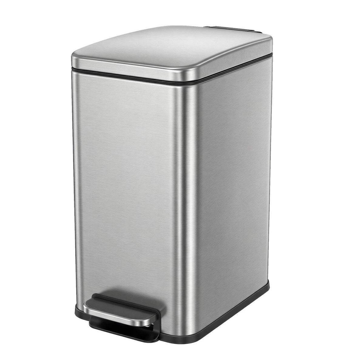 Pedal Trash Can - Steel Bin and Plastic Inner Bucket - Silver