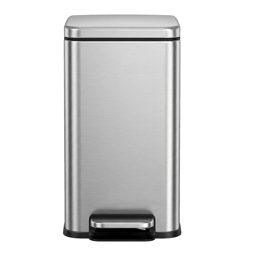 Pedal Trash Can - Steel Bin and Plastic Inner Bucket - Silver
