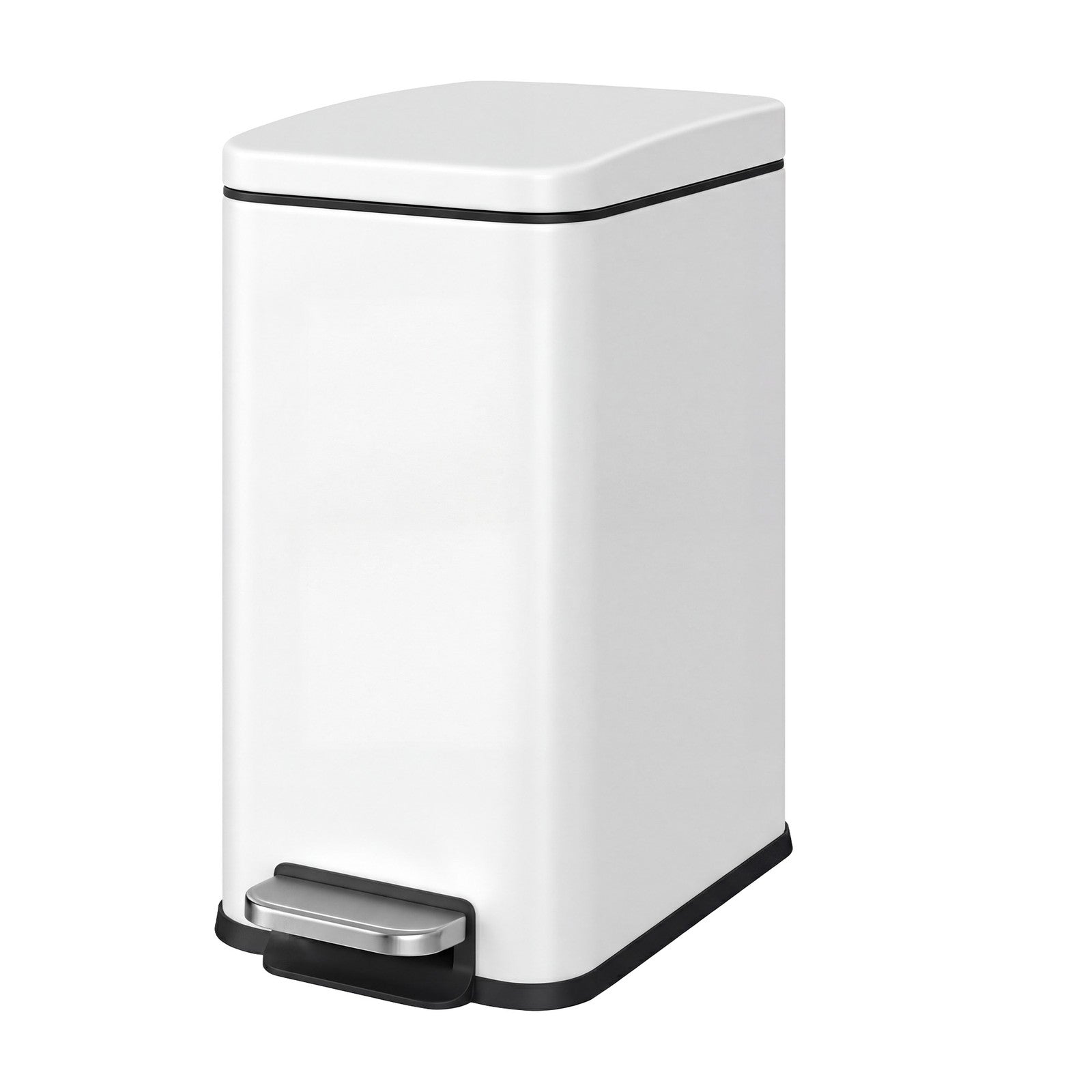 Pedal Trash Can - Steel Bin and Plastic Inner Bucket - White
