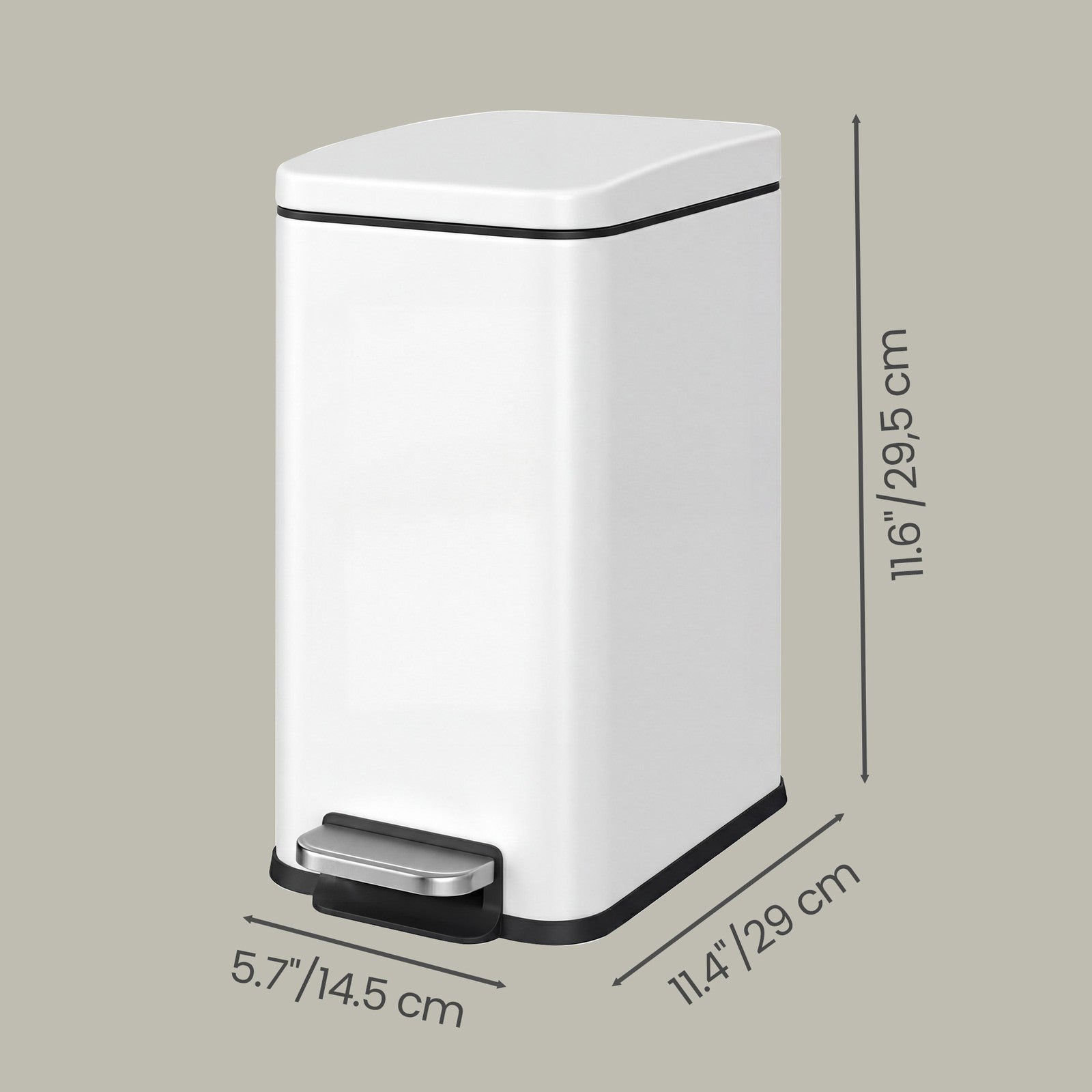 Pedal Trash Can - Steel Bin and Plastic Inner Bucket - White