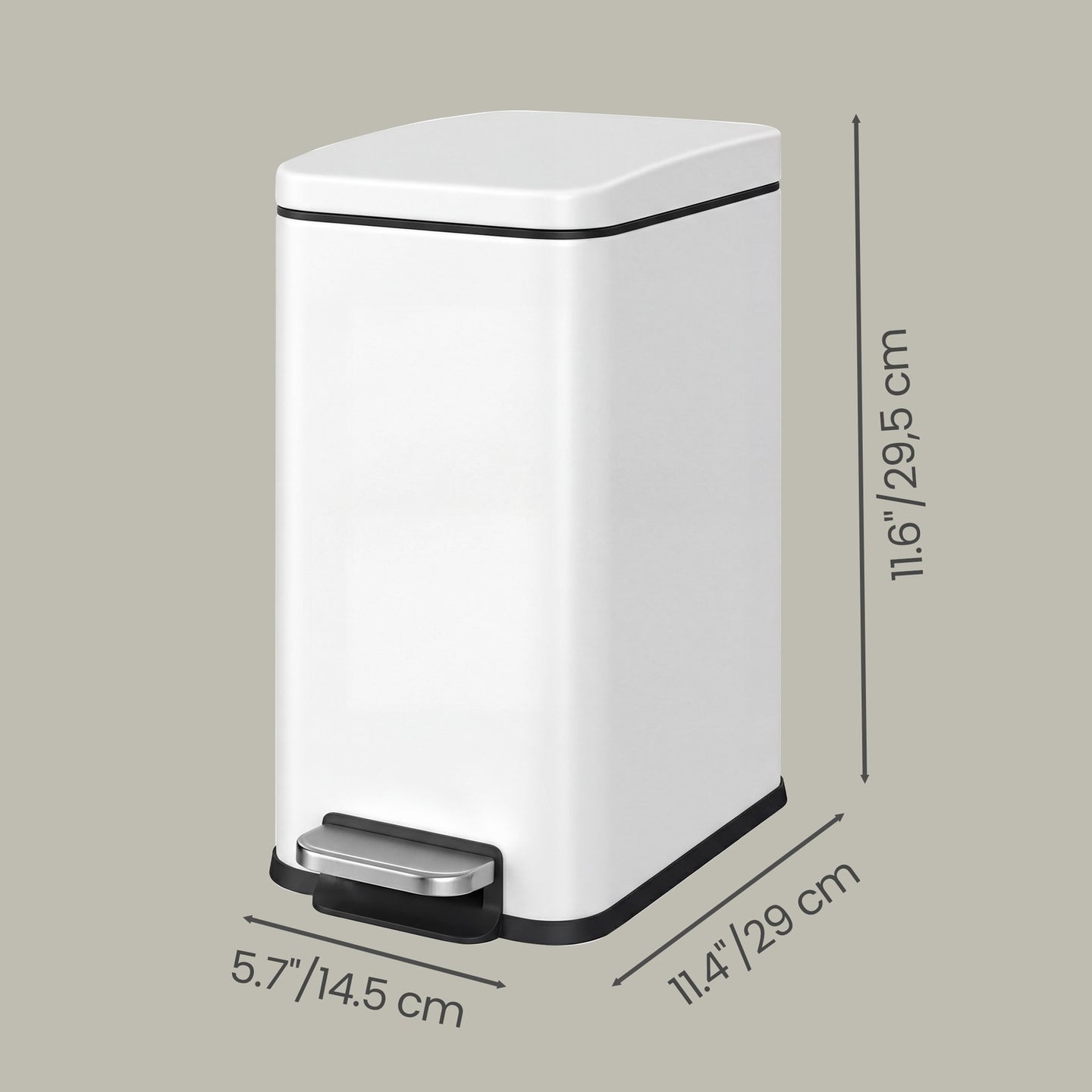 Pedal Trash Can - Steel Bin and Plastic Inner Bucket - White