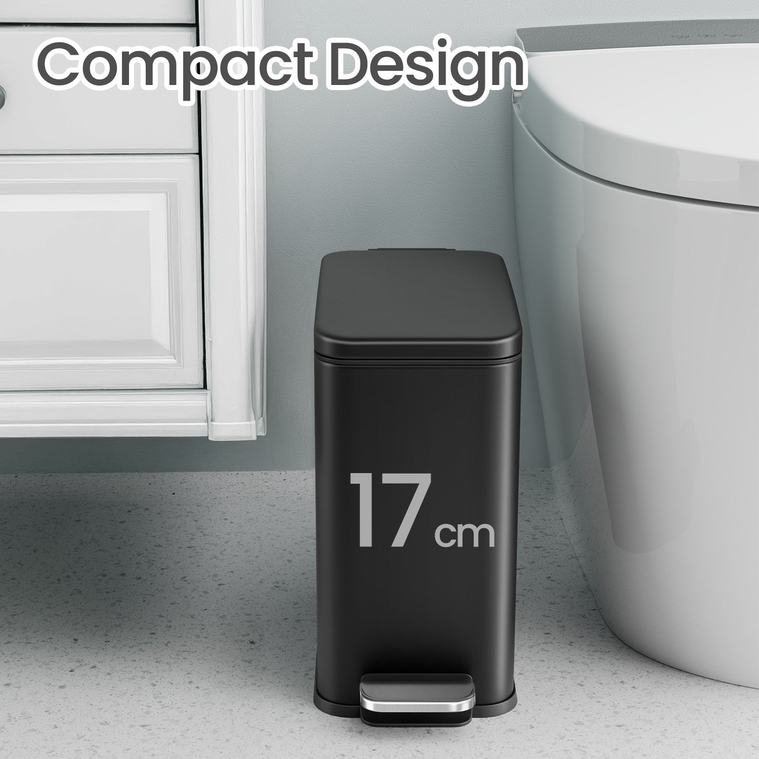 Bathroom Bin - Steel - Grey - Soft Close