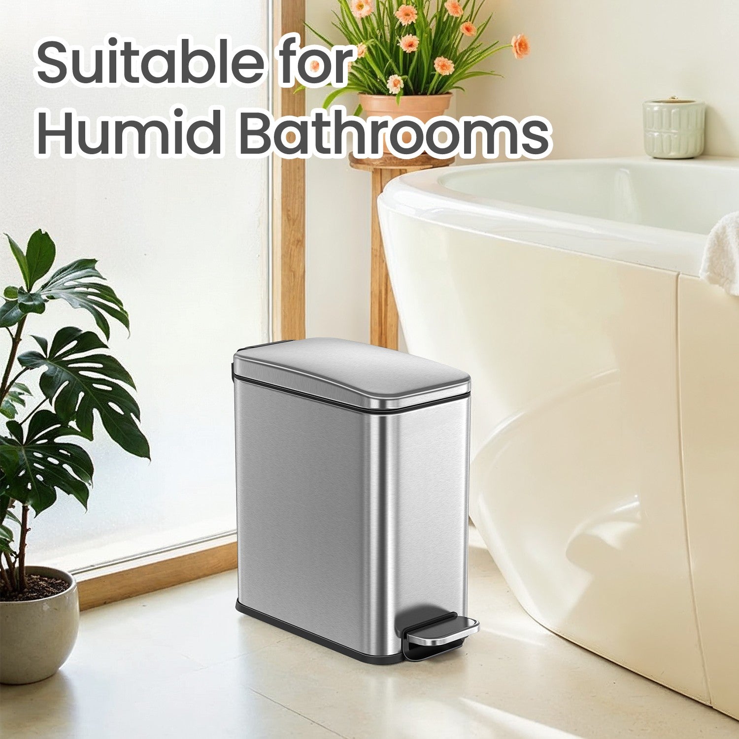 Bathroom Bin - Steel - Grey - Soft Close