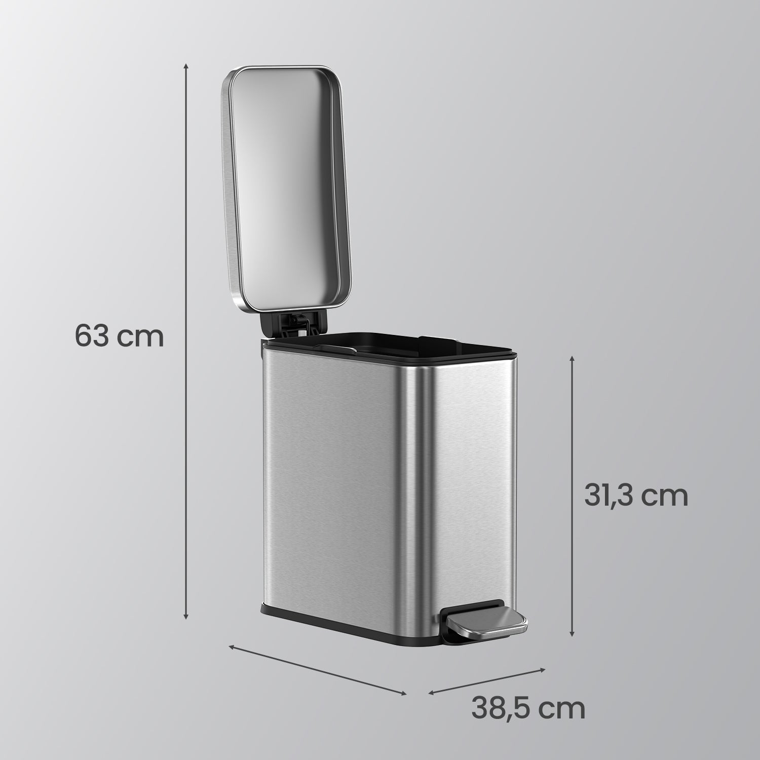 Bathroom Bin - Steel - Grey - Soft Close