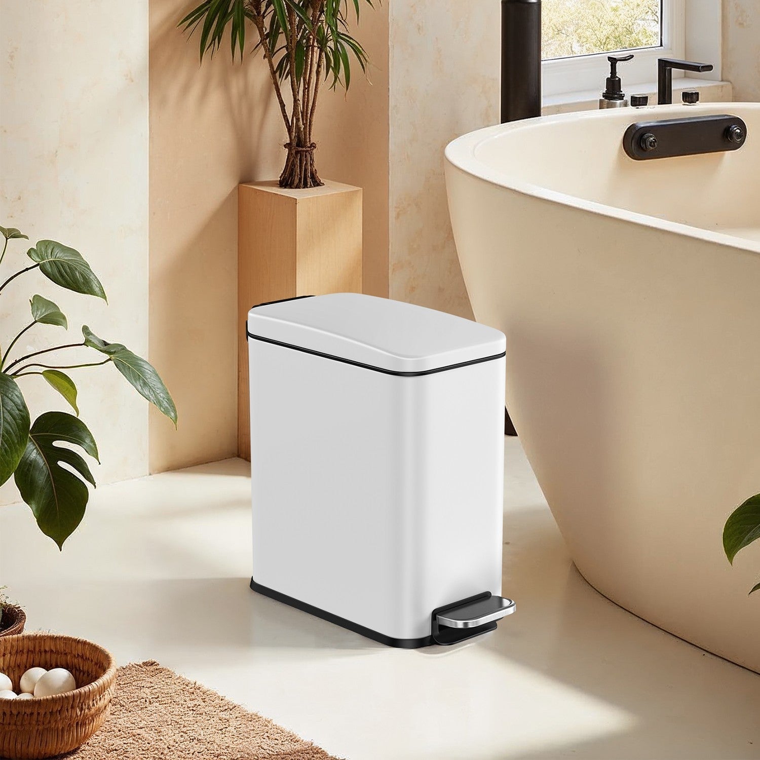 Bathroom Pedal Bin - Steel - White - Soft Close