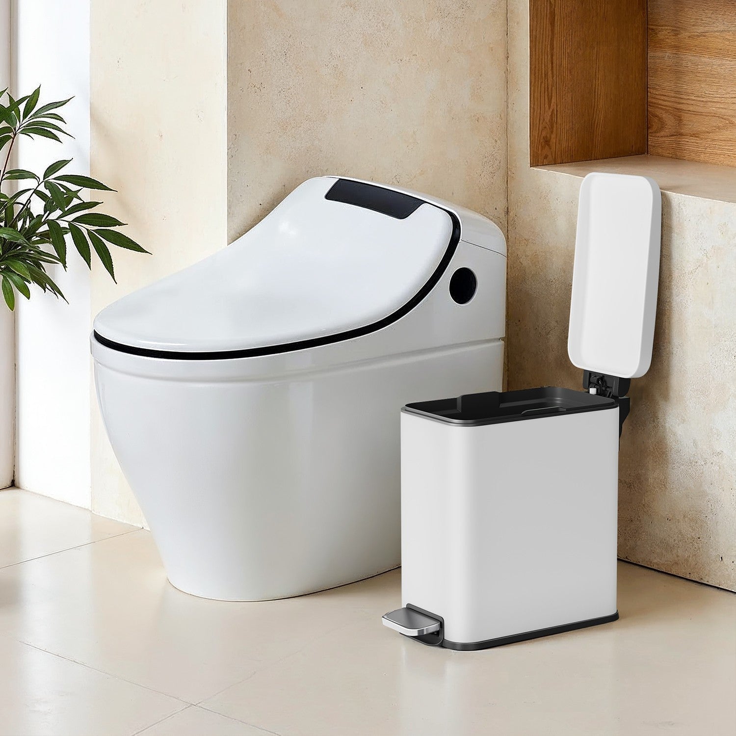 Bathroom Pedal Bin - Steel - White - Soft Close