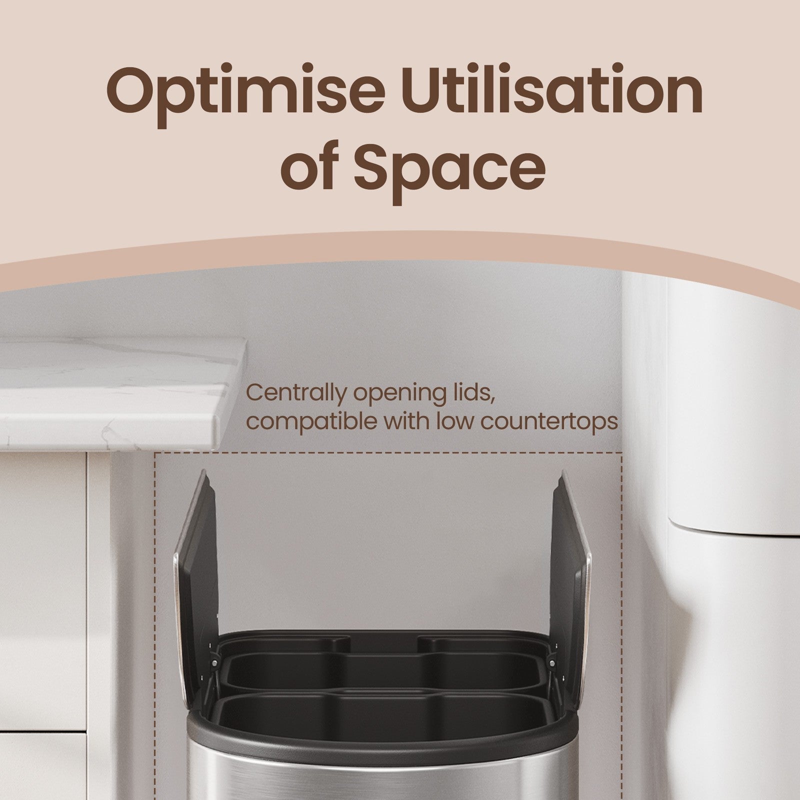 Dual Compartment Recycling Bin - Plastic - Slim Design