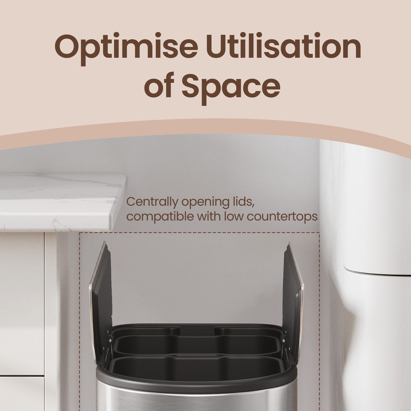 Dual Compartment Recycling Bin - Plastic - Slim Design