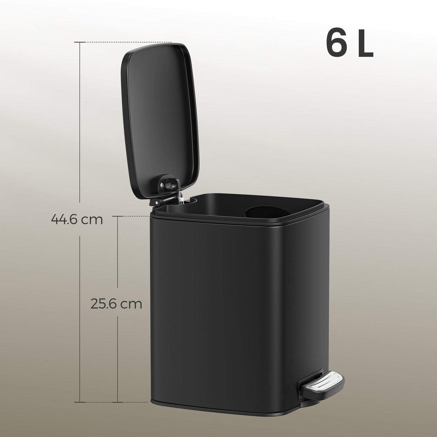 Steel Pedal Trash Bin - 6L - Soft-Close Lid