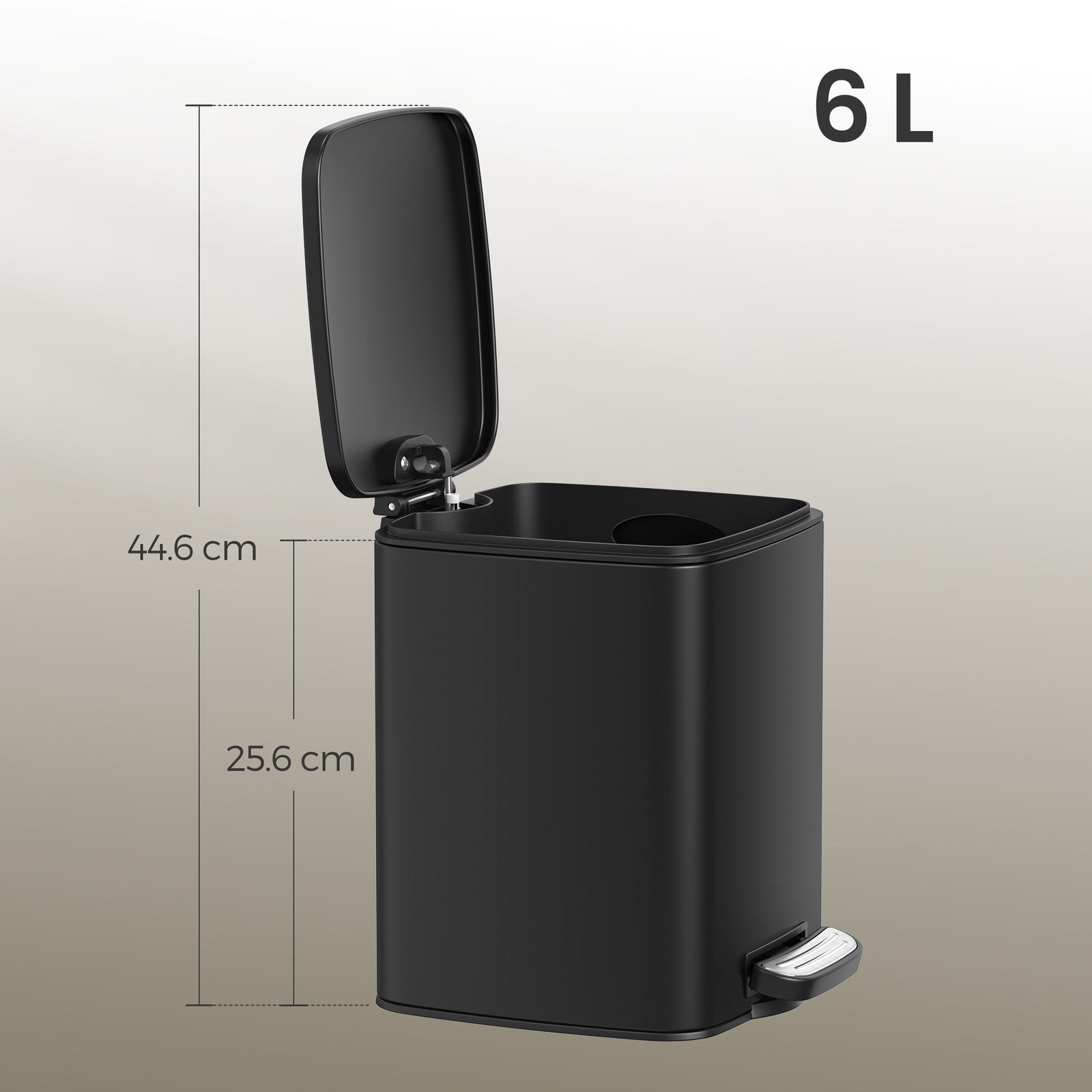 Steel Pedal Trash Bin - 6L - Soft-Close Lid