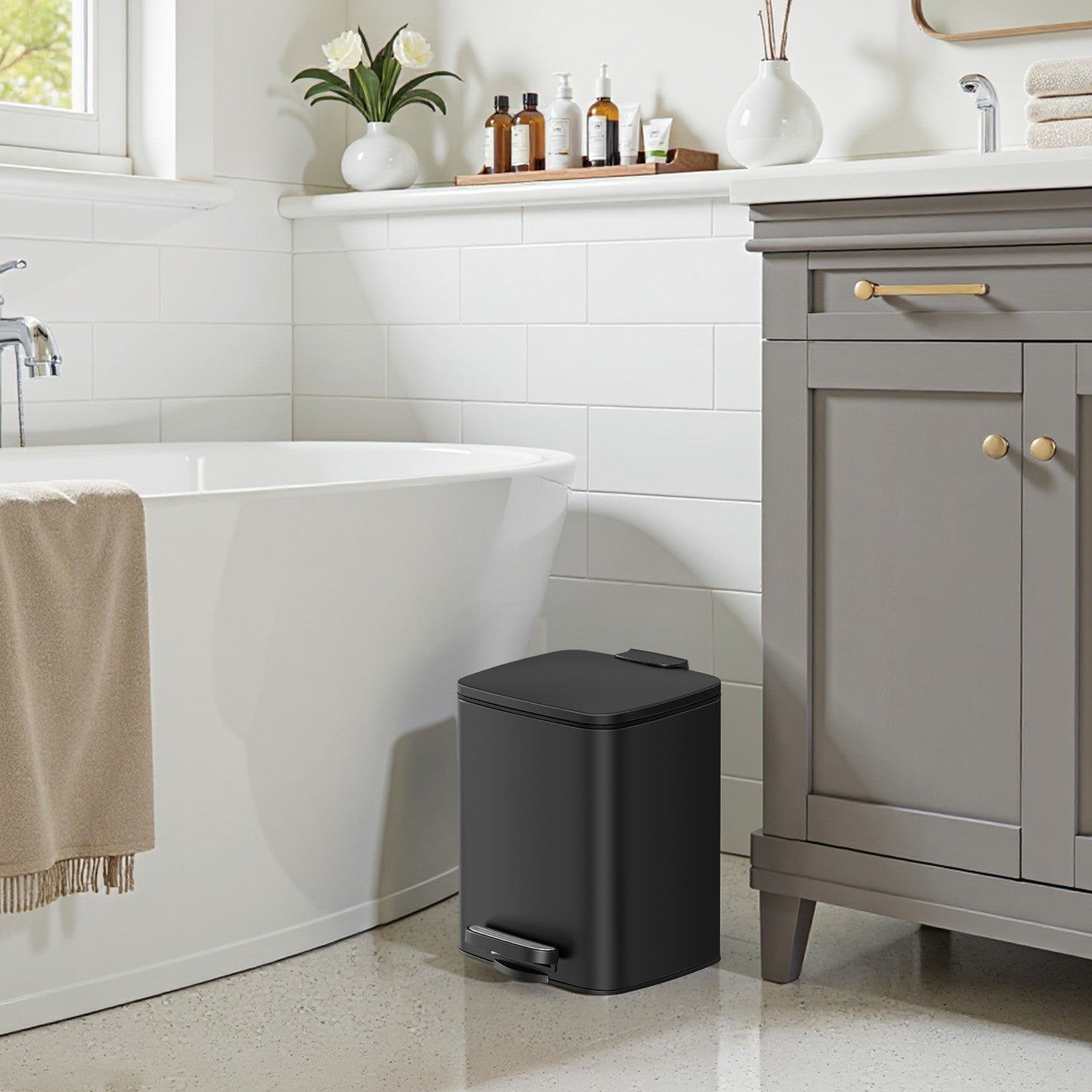 Steel Pedal Trash Bin - 6L - Soft-Close Lid