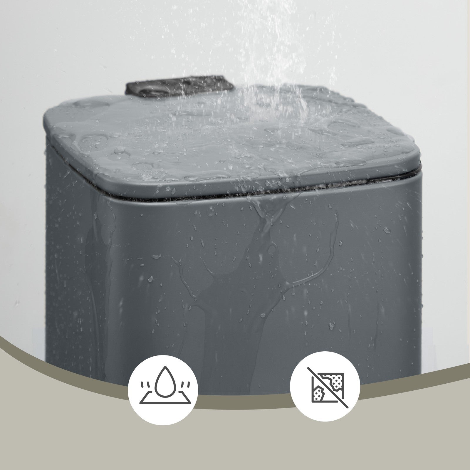 Bathroom Bin, Toilet Bin - Steel Bin and Plastic Inner Bucket - Gray