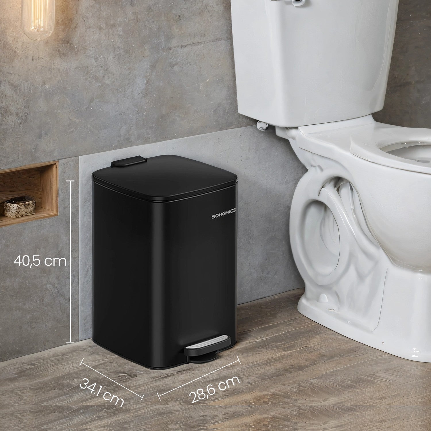 Trash Can - Stainless Steel - Metallic Silver - 20L Capacity with Soft Close and Stay Open Feature