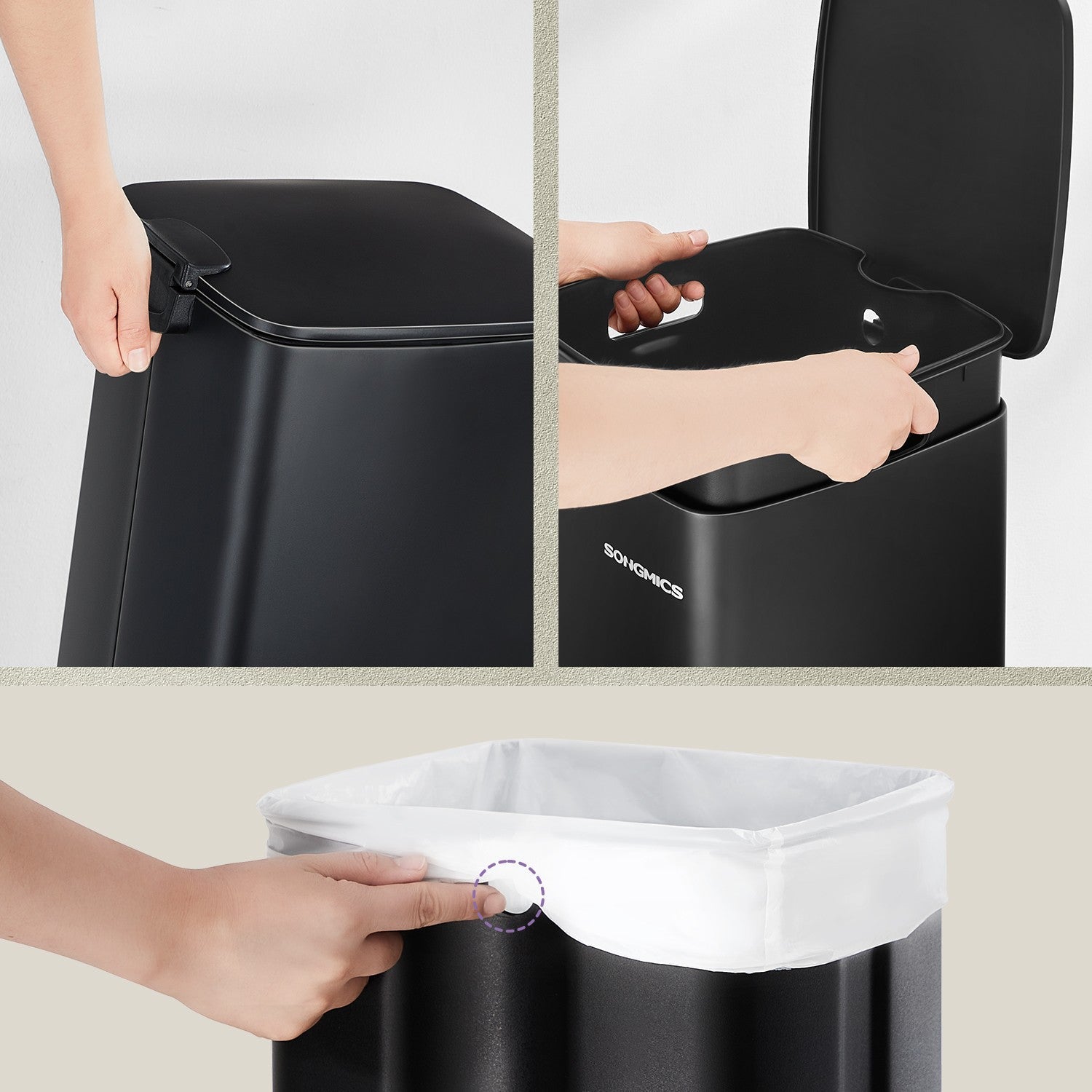 Trash Can - Stainless Steel - Metallic Silver - 20L Capacity with Soft Close and Stay Open Feature