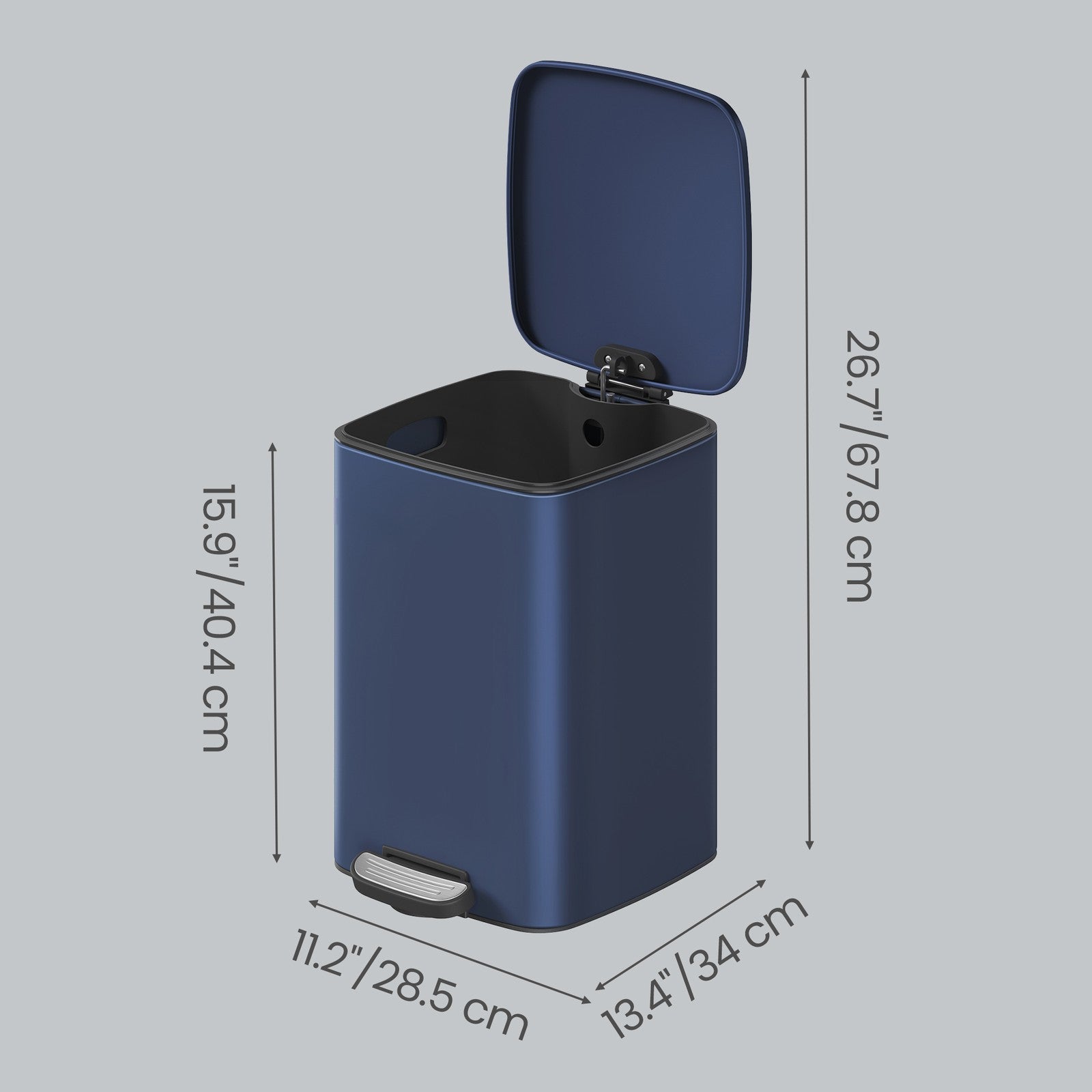 Pedal Trash Can - Stainless Steel and Plastic - Blue